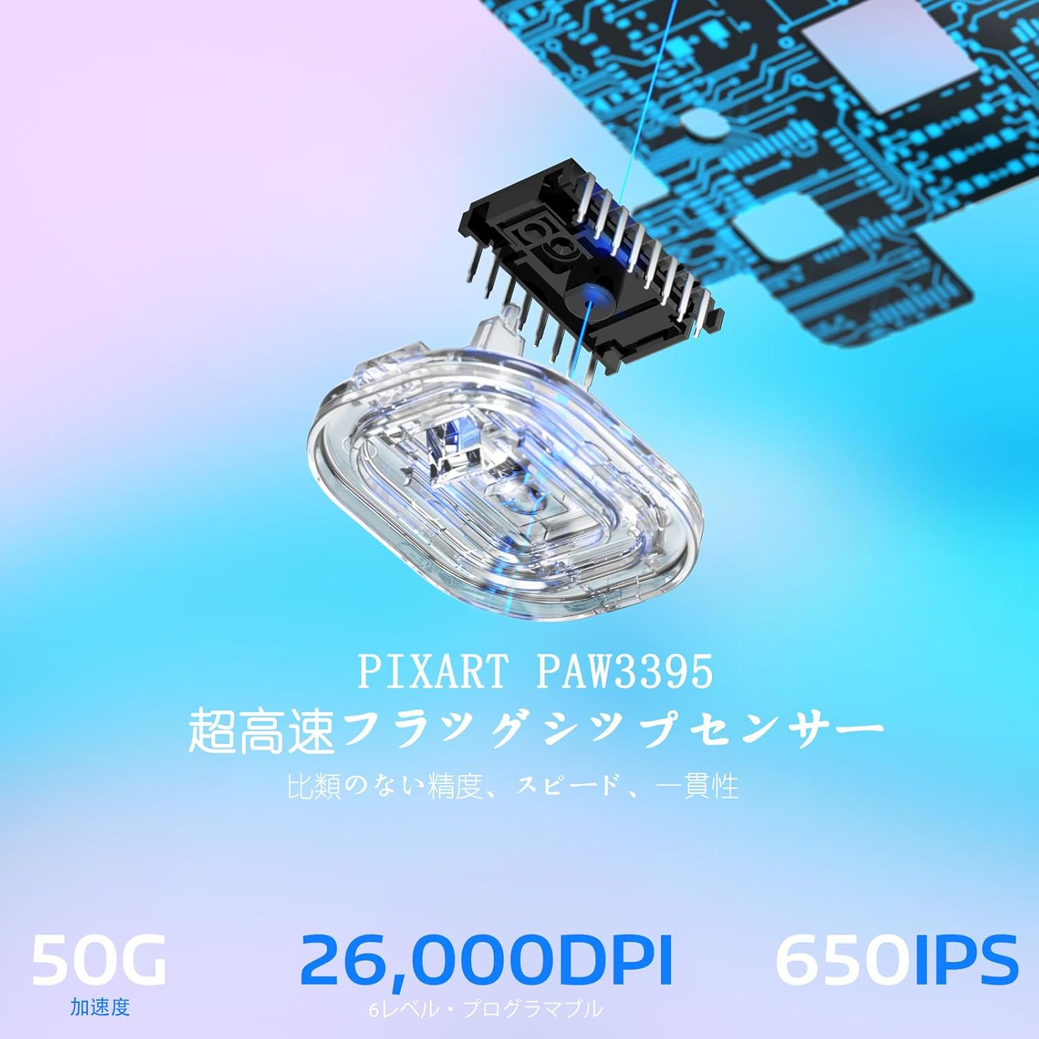 A.JAZZ X Attack Shark X3 Gaming Mouse, Ultra-Lightweight 49G, Wireless 2.4G/Bluetooth/Wired Type-C, Original Phase PAW3395 Sensor, Highest Class Accuracy, 26000Dpi-Purple image number 6