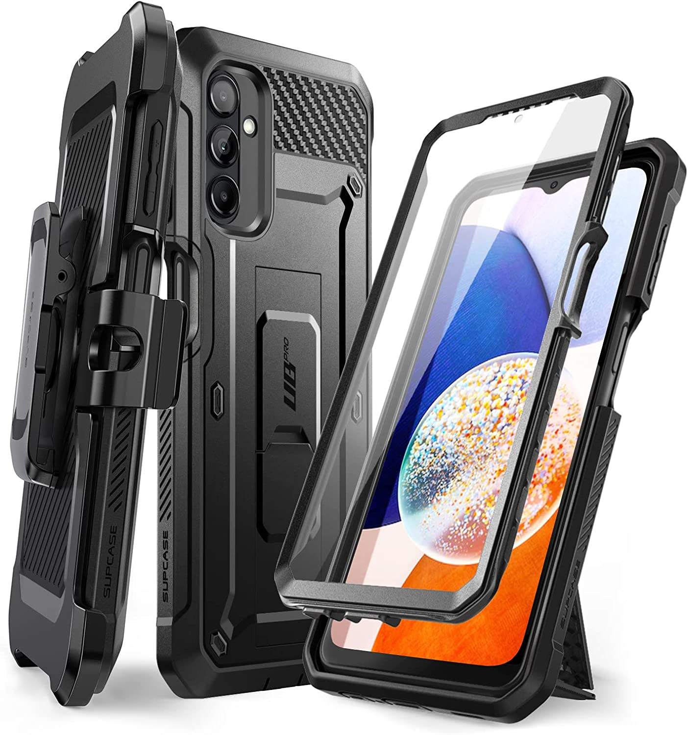 SUPCASE Unicorn Beetle Pro Case for Samsung Galaxy A14 5G (2023), Full-Body Rugged Belt-Clip & Kickstand Case with Built-In Screen Protector (Black) image number 6