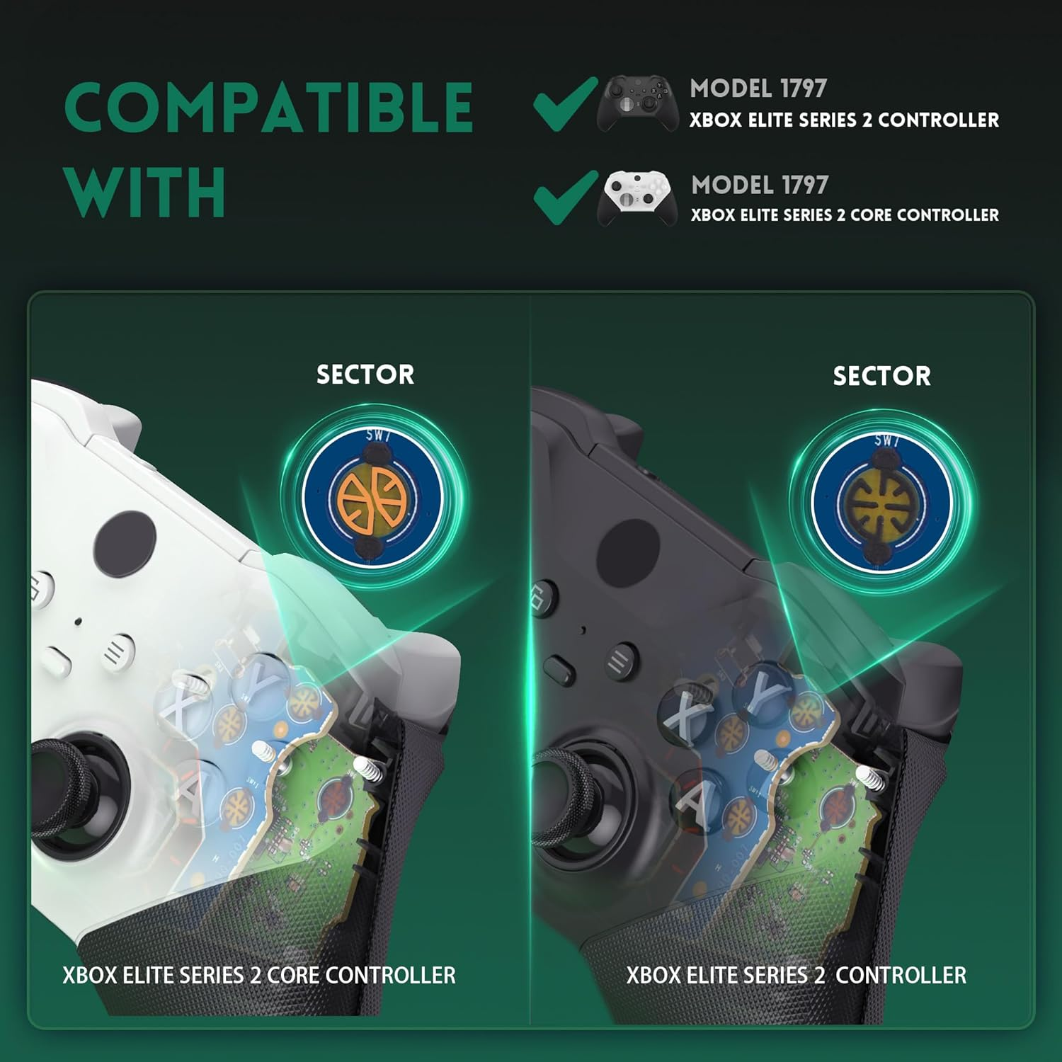 Extremerate Whole Clicky Kit for Xbox Elite Series 2 Controller Shoulder ABXY Buttons, Ergonomic Tactile Switches LT RT a B X Y Mouse Click Kit for Xbox Elite Series 2 Core Controller (Model 1797) image number 5