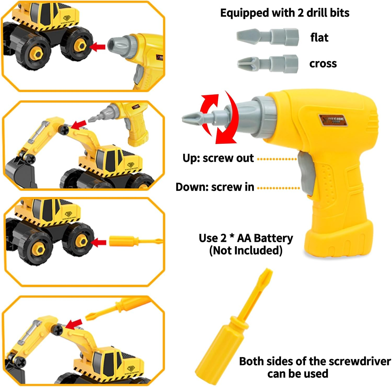 Building & Construction Toys for 3 4 5 Year Old Boys Toy, Kids Take Apart Toy Cars with Excavator Tractor Truck Electric Drill Tool, Educational Stem Toys for Kids Ages 3-5 5-8, Birthday Gifts image number 2