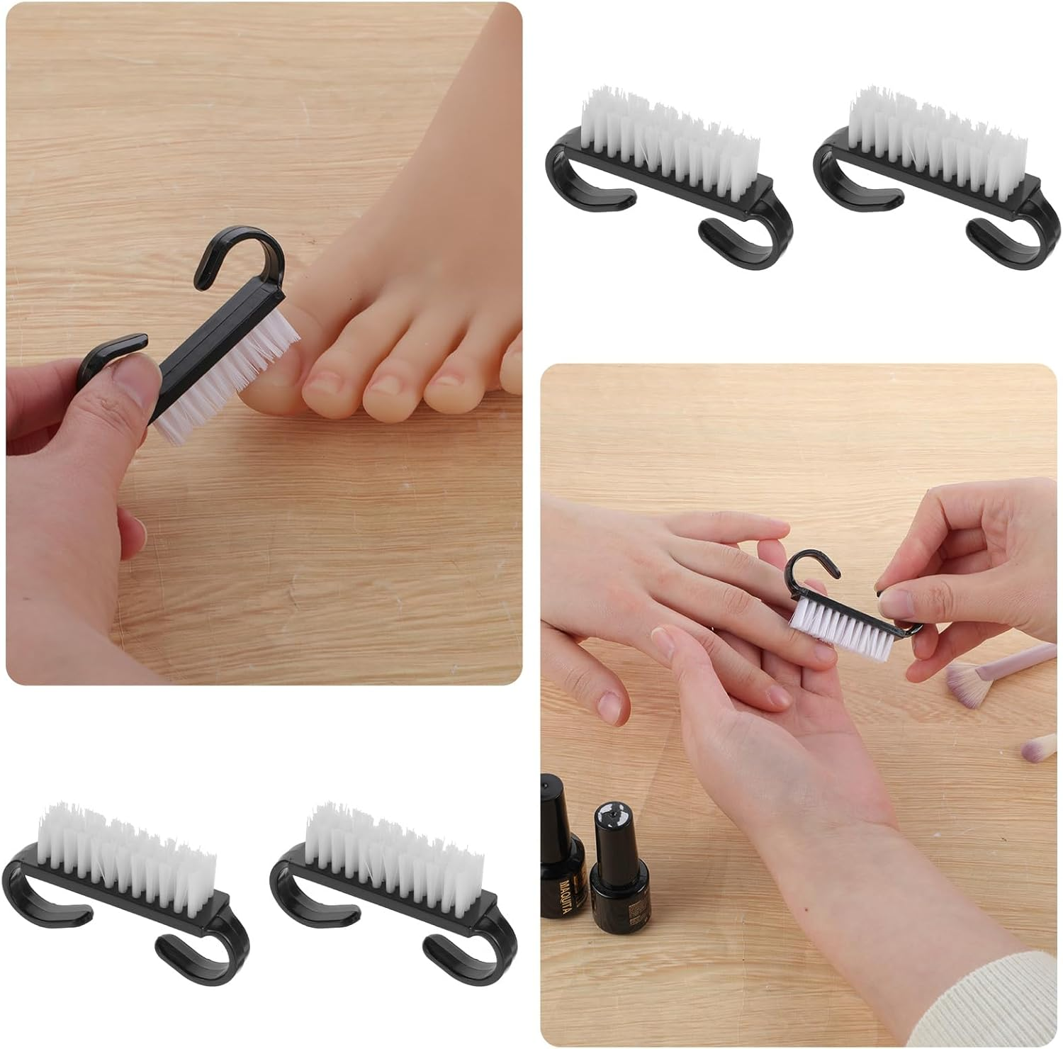 20 PCS Nail Brush for Cleaning Fingernails, Nylon Nail Cleaning Brush, Small Nail Scrubber Brush, Handle Grip Nail Brush Fingernail Brush Cleaner Tools for Toes and Nails, Black image number 2