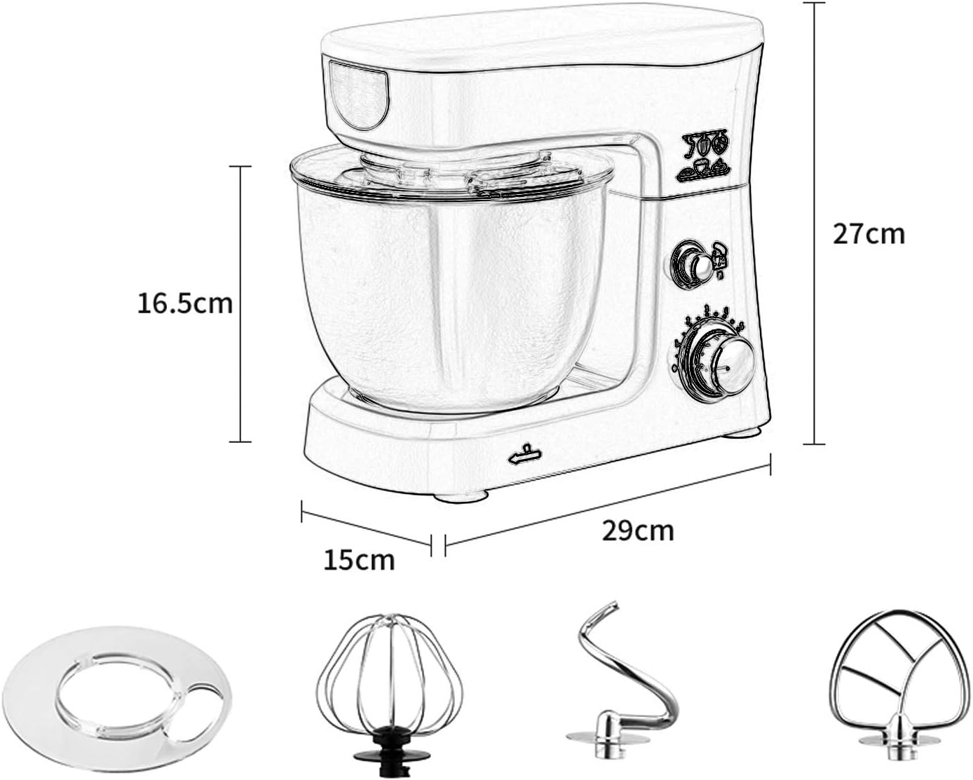 Multifunctional Vertical Mixer Multiple Gears Kneading Small Automatic Whisk Baking Butter Cake Waffles Modern Kitchen Decorations image number 3