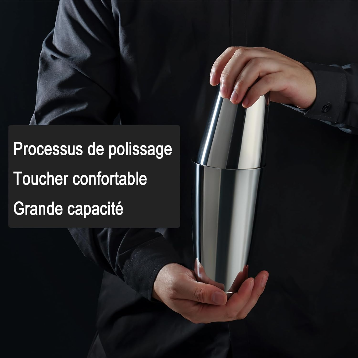 WOTOR Boston Cocktail Shaker Set 530 Ml & 830 Ml Stainless Steel Weighted Shaker Cans, Metal Martini Shaker, Beverage Mixer for Bartending, Professional Bar Tools for Bartender (3 Pack) image number 6