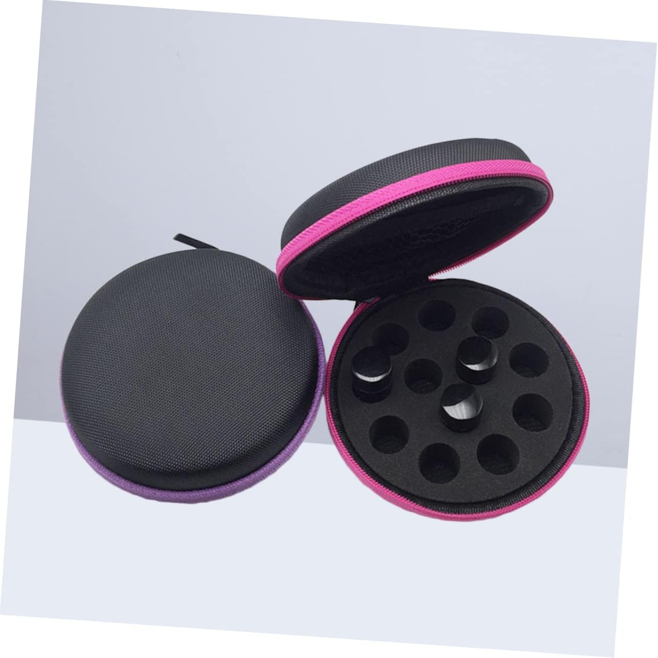 Vaguelly 2Pcs 12-Grid Essential Oil Storage Case 1-2Ml Portable round Organizer Bag for Travel Aromatherapy Holder Random Color image number 2