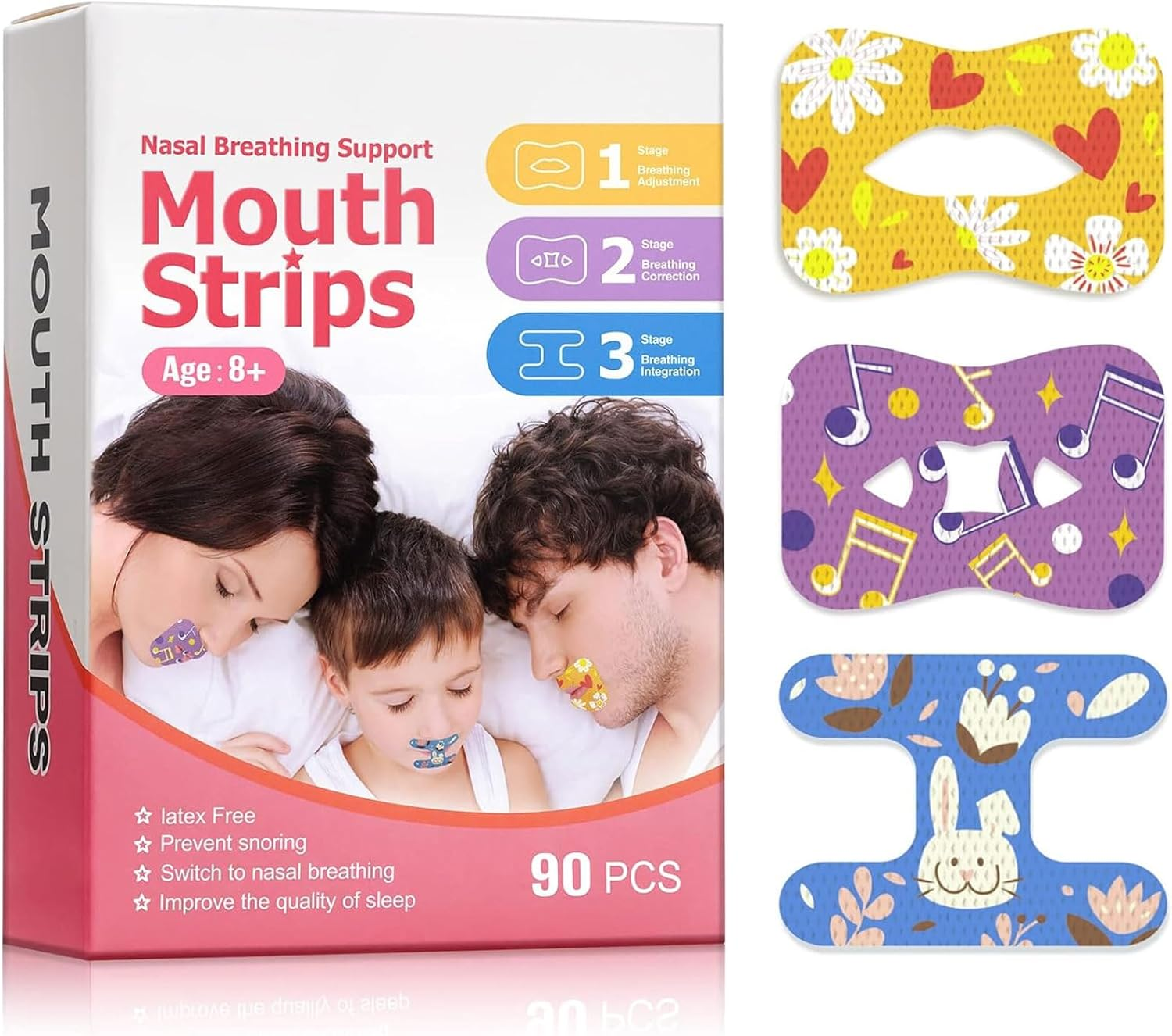 90 Pcs Sleep Strips,Mouth Tape for Sleeping,Stop Snoring Mouth Tape for Mouth Breathing and Loud Snoring, anti Snoring Devices for Children and Adult