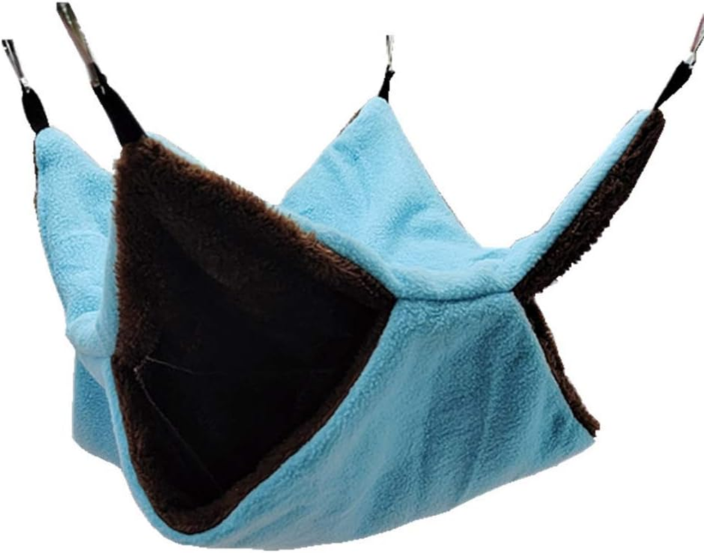 Keersi Bird Nest Double Layer Hanging Hammock Bed Toy for Parrot Parakeet Cockatiel Conure Cockatoo African Grey Amazon Lovebird Finch Budgie Hamster Rat Gerbils Chinchilla Cage Perch (Blue) image number 4