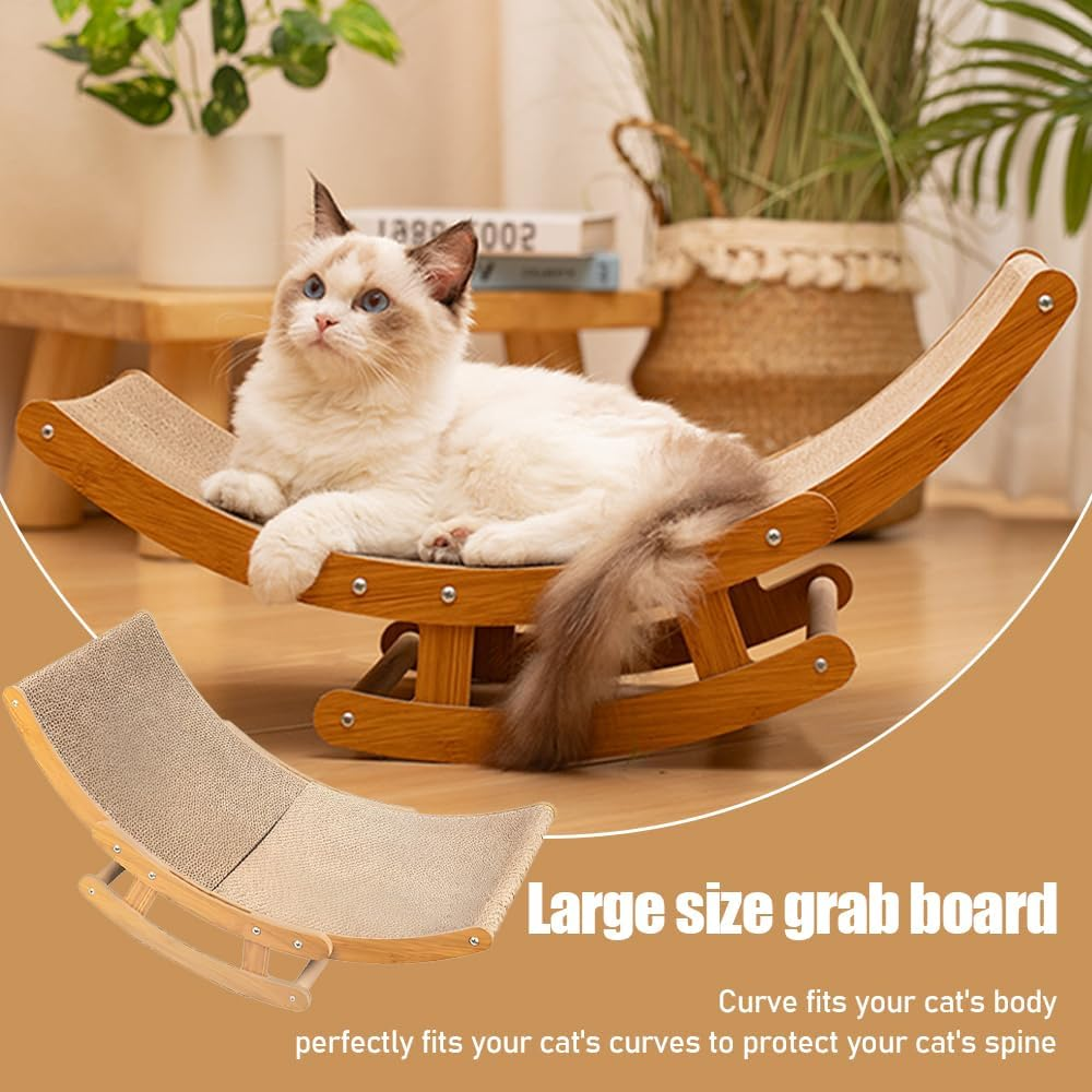 Rocking Chair Cat Scratch Board, Claw Grinding Recliner Integrated Nest, Scratch Resistant and Breathable Cat Scratch Board, Honeycomb Structure Board, for All Cats,60X30X24Cm image number 1
