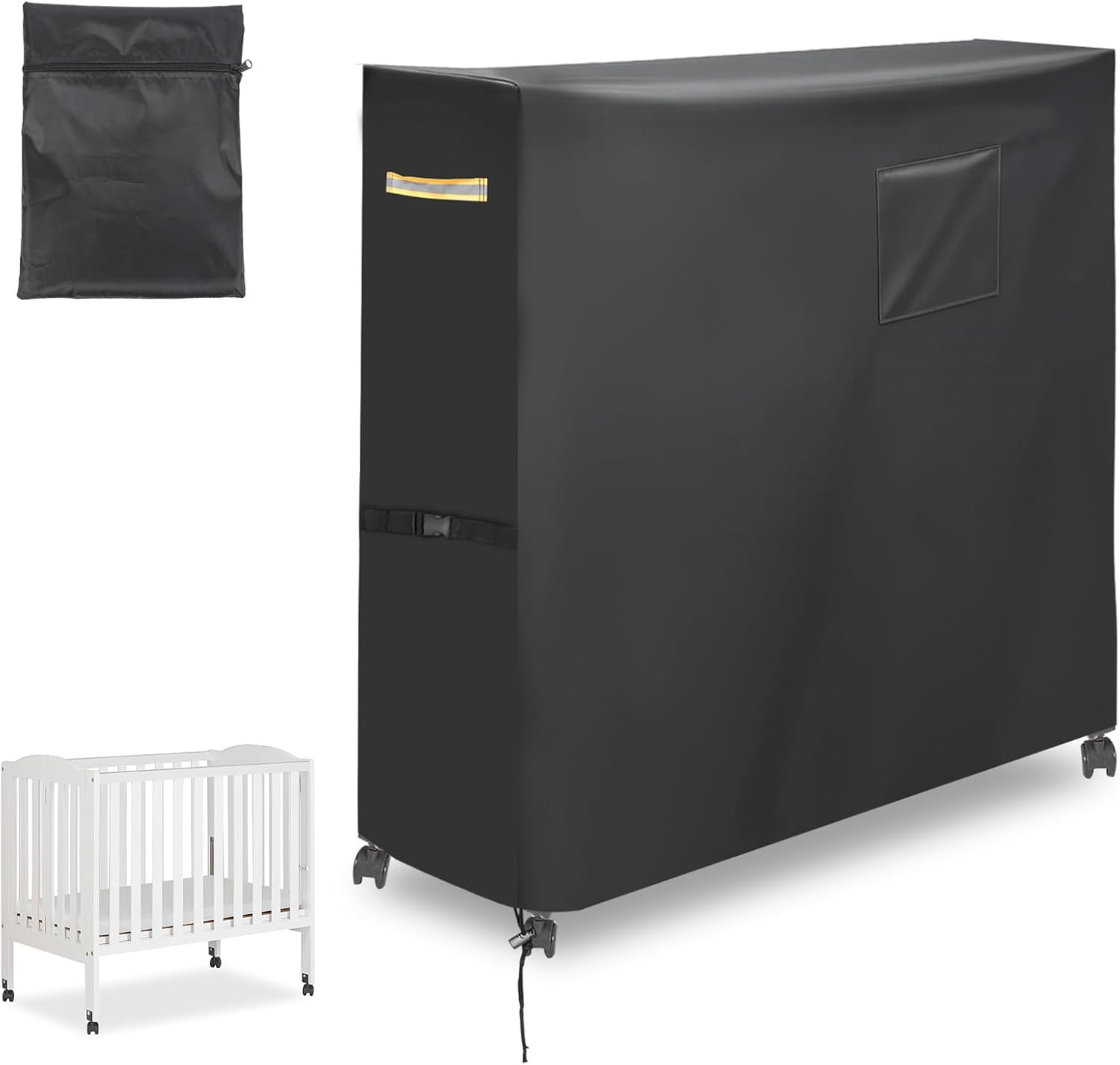 Crib Storage Cover, Oxford Cloth Compact Folding Crib Saver Practical Protection Accessories from Dents Scratches Dust and Dirt While in Storage image number 1