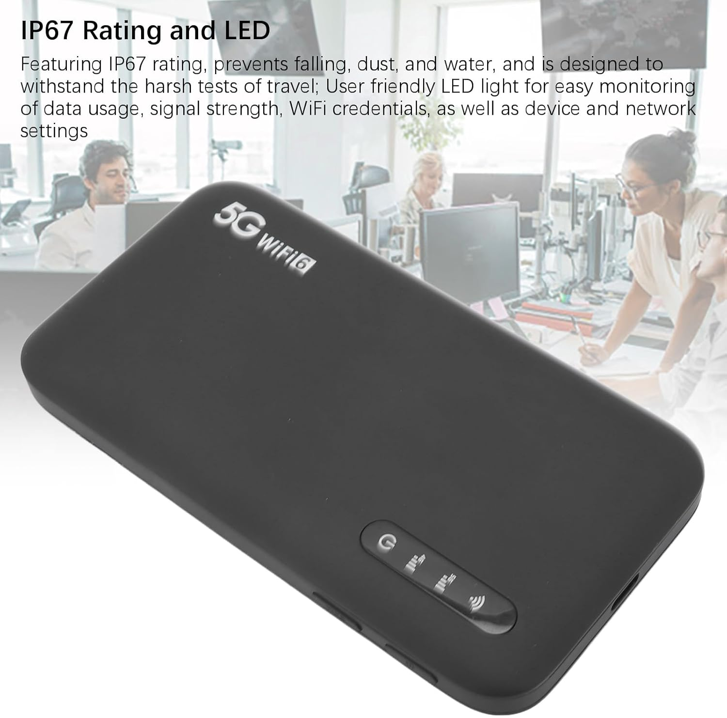 5G Wifi 6 Portable Hotspot Router with SIM Card Slot Supports 16 Devices 6100Mah Battery, LED Light Monitor, for Home and Travel Use image number 1