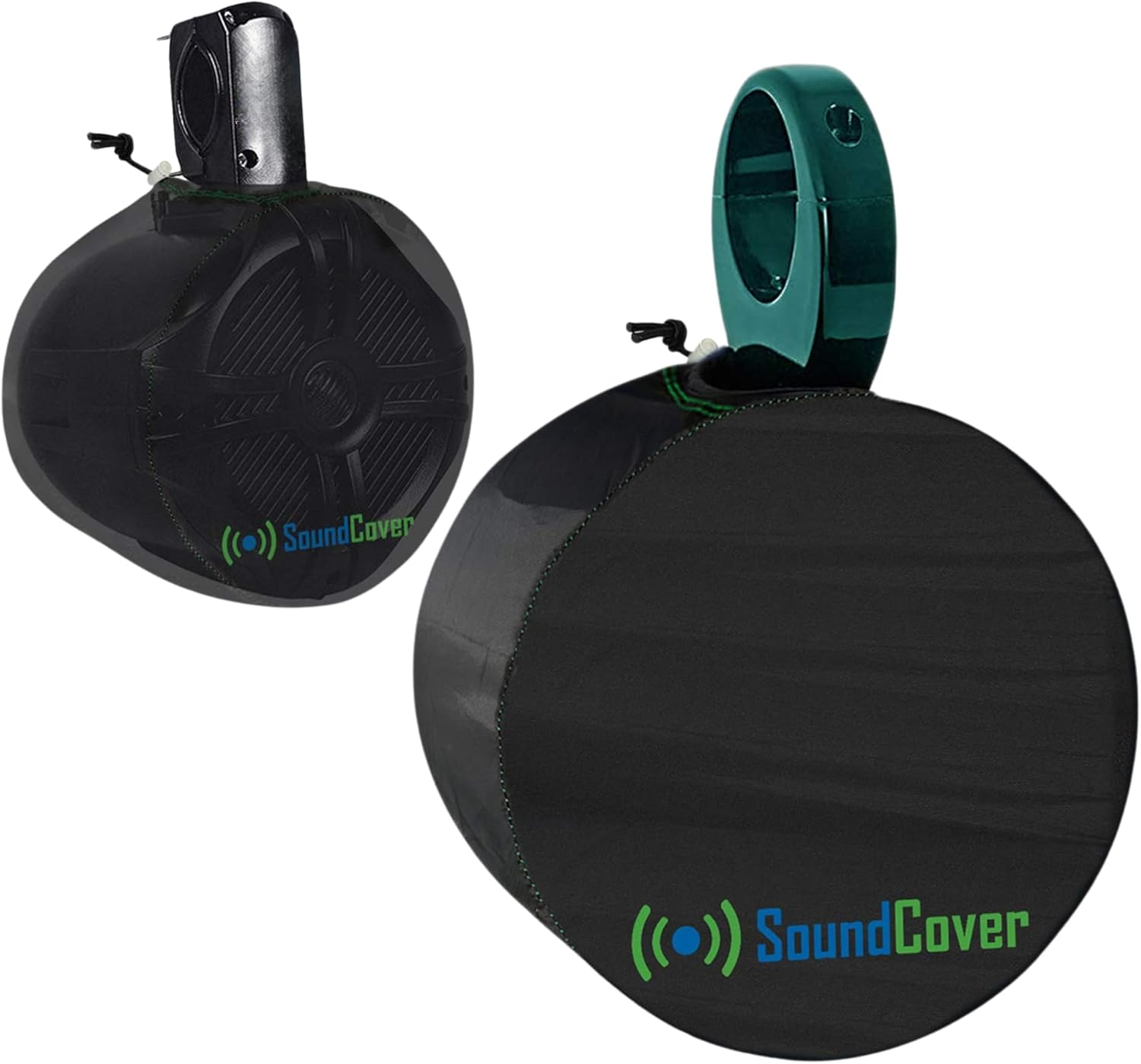 Two Sun Sand & Water Resistant Boat Speaker Covers for 6.5 Inch round and 6X9 Oval Marine ATV Wakeboard Tower Speakers - Speaker Bags Fit Boss Audio, MCM Custom Audio, Rockville Marine Speakers image number 2