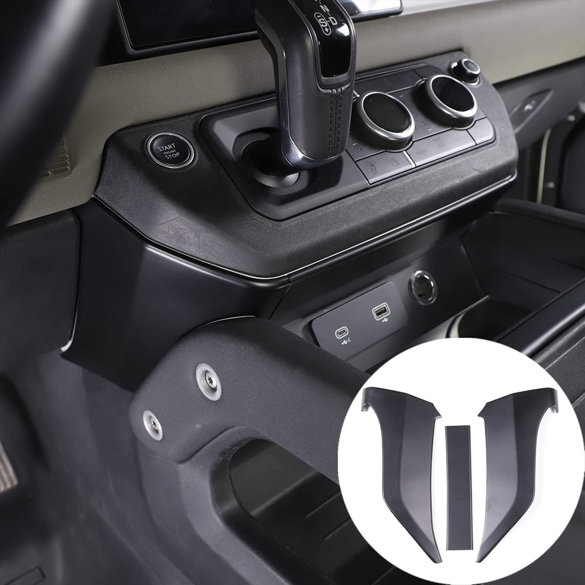 TINKI Auto Center Console Decorative Panel Compatible for Land Rover Defender 90 110 130 2020 2021 2022 2023 Car Indoor Decoration Cover Trim Interior Accessories (Style 1, Matte Black)