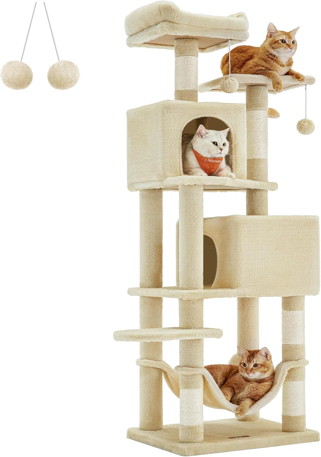 FEANDREA Cat Tree, Cat Tower, Cat Condo with Scratching Posts, Hammock, Plush Perch, Cat Activity Center, Smoky Gray UPCT161G01