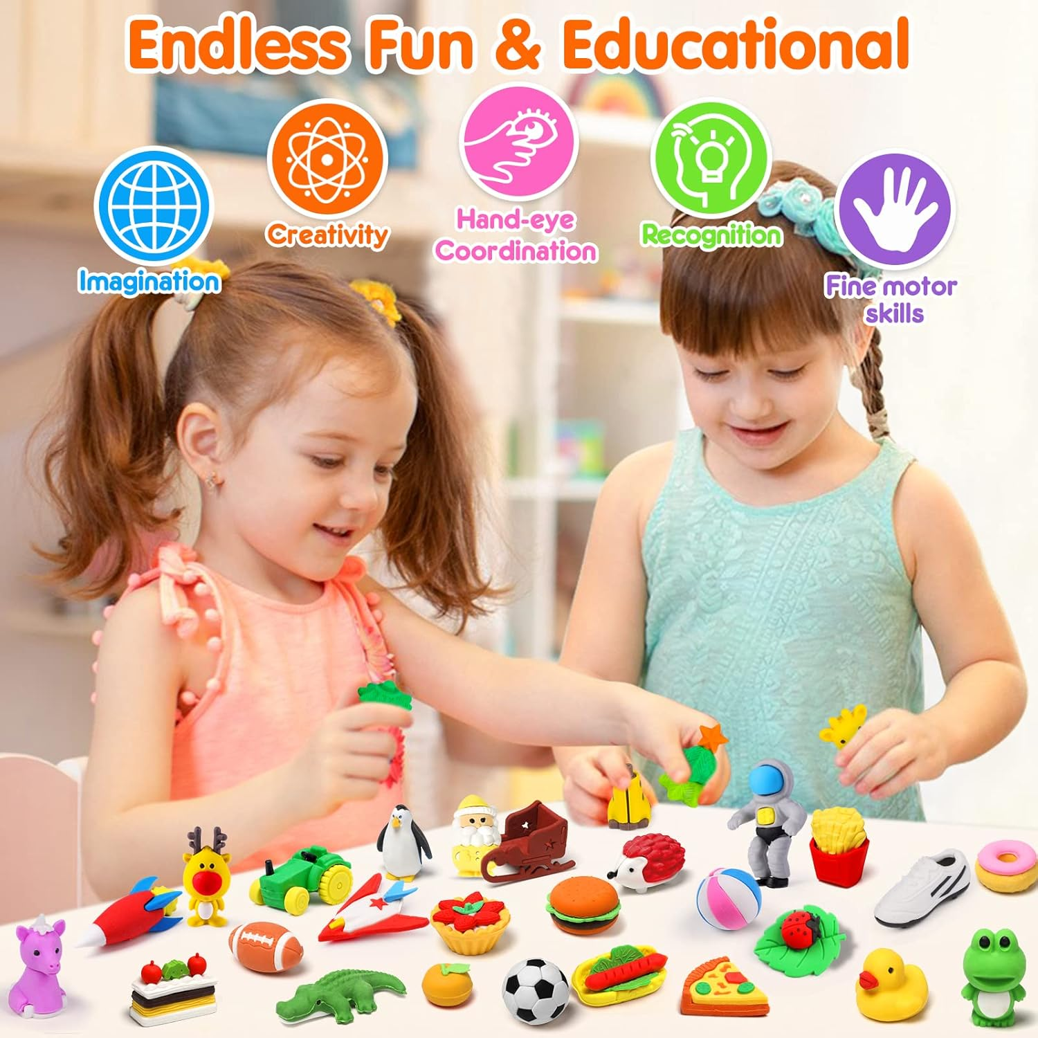Palmatte 140PCS Mini Animal Erasers Bulk Kids Prizes Treasure Box Toys Classroom Rewards Teacher Must Haves Desk Pets Back to School Supplies Random Eraser Party Favors Kids Toys Gifts Pinata Stuffers image number 6