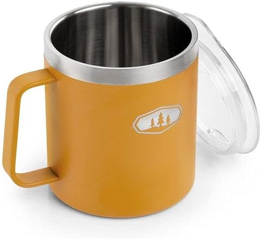 GSI 63254 Glacier Stainless Steel Camping Cup, 15 Oz, Mineral Yellow, Approx. 4.6 X 3.5 X 4.1 Inches (117 X 89 X 104 Mm)