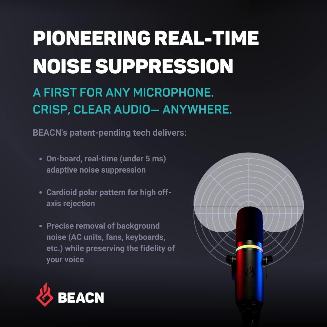 BEACN Dark Dynamic USB Mic for PC - Professional Microphone for Podcast, Gaming, Streaming - Studio-Quality Desk Mic for Youtube, Twitch, and Recording. Microphone for PC, Gaming & Streaming image number 6