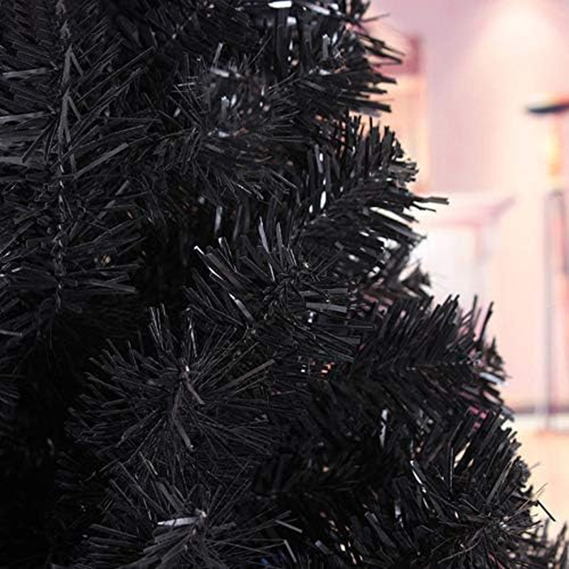 Black Xmas Christmas Tree 1.8M/6Ft 1200 PVC Tips Metal Construction Decoration Chistmas Gift image number 2