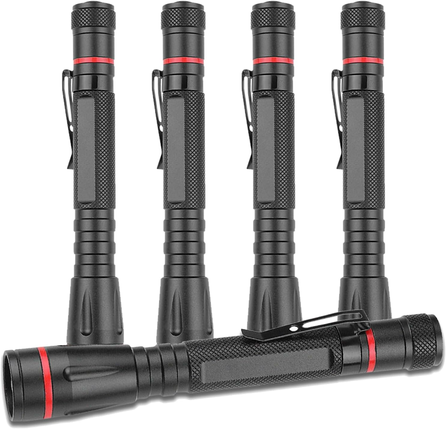 LED Pocket Pen Light Flashlight Small Mini Flashlights Handheld Pen Lights Penlight with Clip for Camping, Home, Outdoor, Inspection, Emergency Use (5 Pieces 5.1 Inches) image number 5