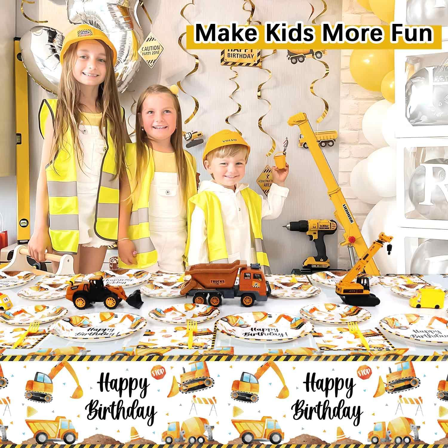Construction Birthday Party Supplies Plates and Napkins Set for 25 Guests, Construction Theme Party Decorations for Boys Kids image number 4