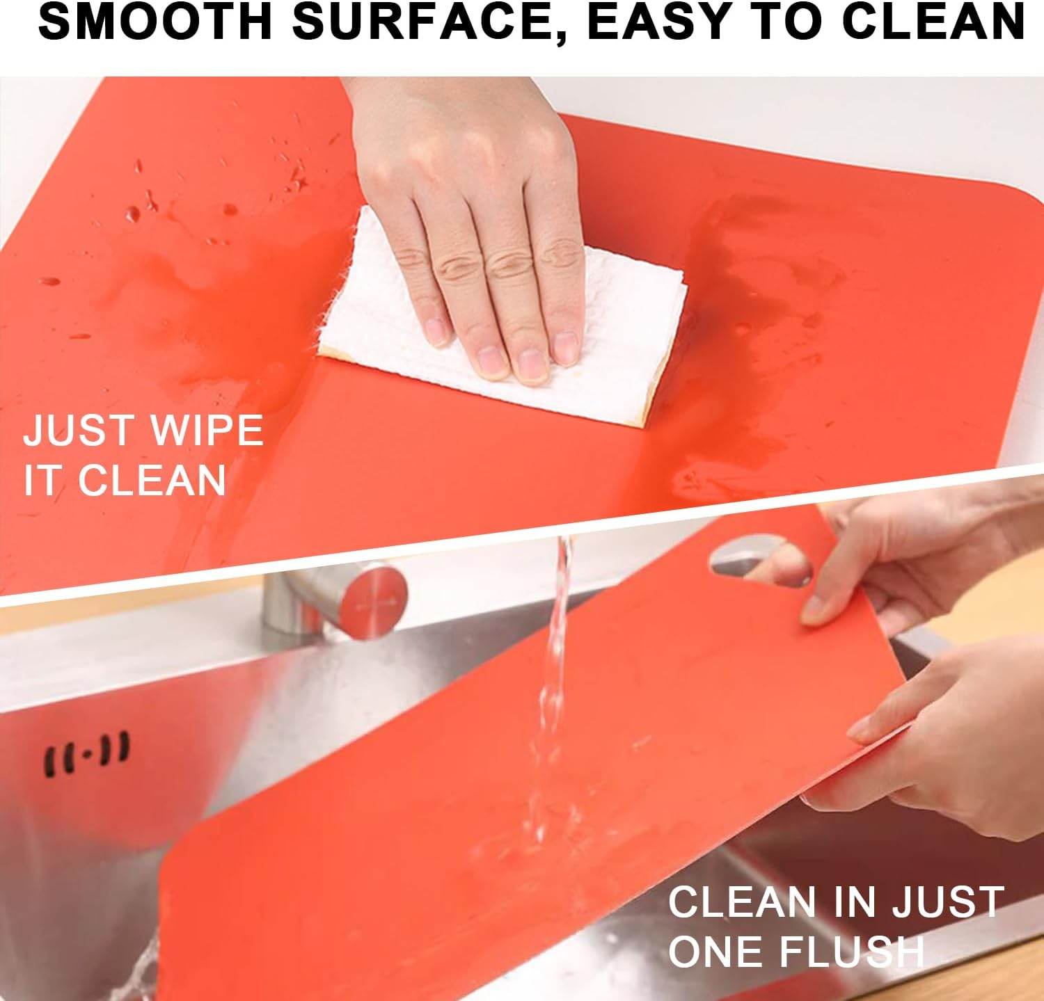 6Pc Cutting Board Set with Food Icons, Large 38X30Cm Plastic Easy-Grip Handles Chopping Mats, Color-Coded for Meat/Fish/Vegetables, Dishwasher Safe image number 3