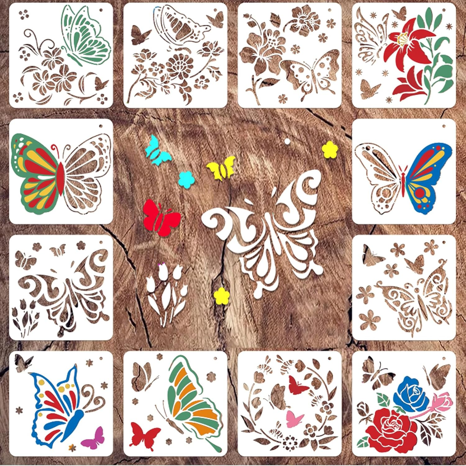 Meagtlva Reusable Stencil, Drawing Painting Stencils Set, Stencils and Templates for Floor Wall Tile Fabric Furniture Painting,Home Decor DIY Supplies (16Pcs-Space Galaxy)