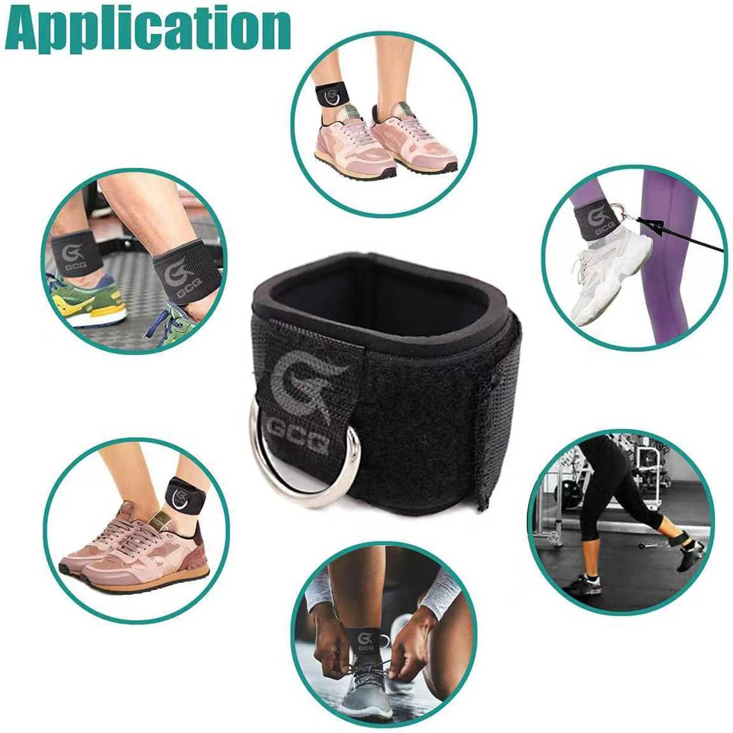 2 Packs Fitness Ankle Straps Ankle Workout Strap Exercise Adjustable Neoprene Padded D Ring Exercises Belt Band for Gym Machines Cable Machines Leg Extensions, Abs and Glute Exercises image number 5