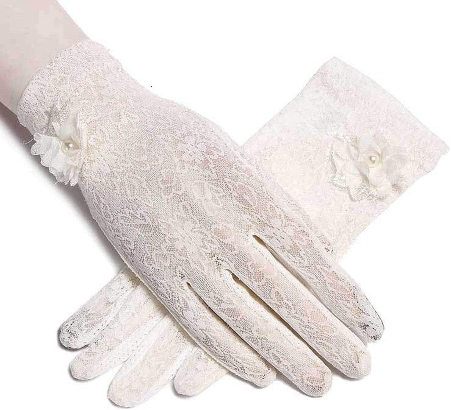 LERTREE Summer Women Sun UV Protection Lace Gloves Ladies Short Driving Gloves Touch Screen