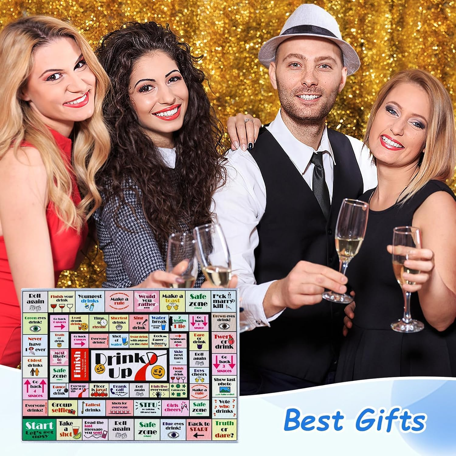 Drinking Board Games for Adults, Rubber Mat Drinking Board Game, Funny Party Interactive Games for Game Night, Birthday, Family Play or Any Occasion, Age 21+, 2-8 Players image number 4