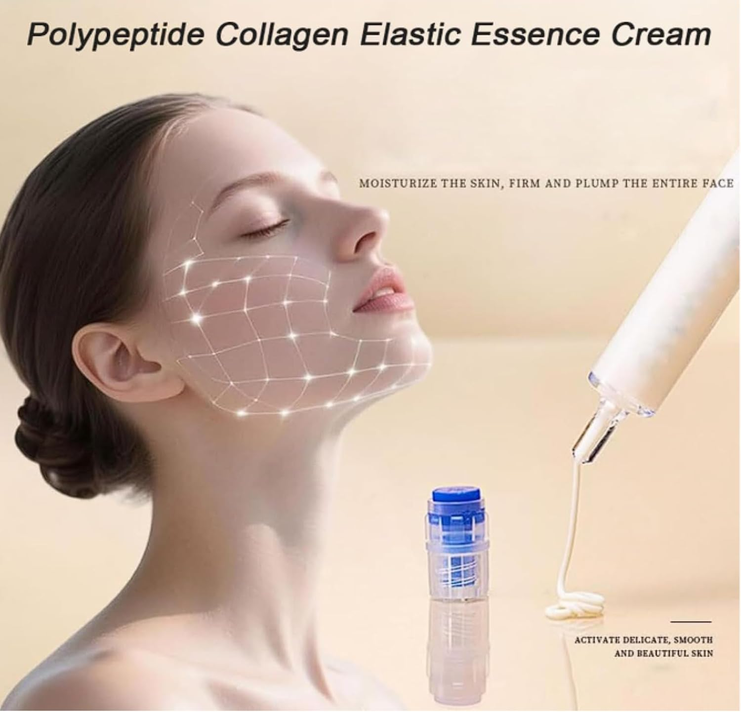 Polypeptide Collagen Elastic Essence Cream, Micro-Molecular Collagen anti Wrinkle Lotion, Multi Peptide Firming Moisturizing Face Cream, Deep Hydrating anti Aging Skin Care for Women (2Box) image number 3