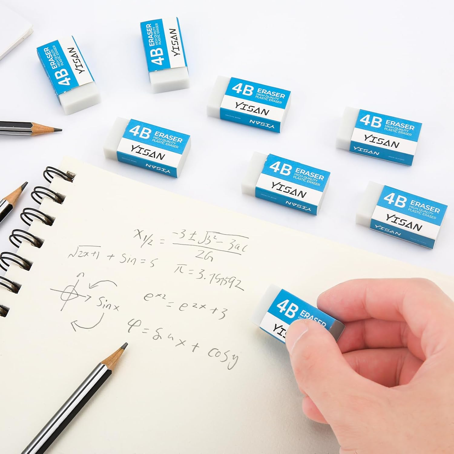 YISAN Erasers,8 Pack,Pencil Eraser,White Cube Erasers, Dust-Collecting,Single Line Dust for Drawing,71327 image number 2