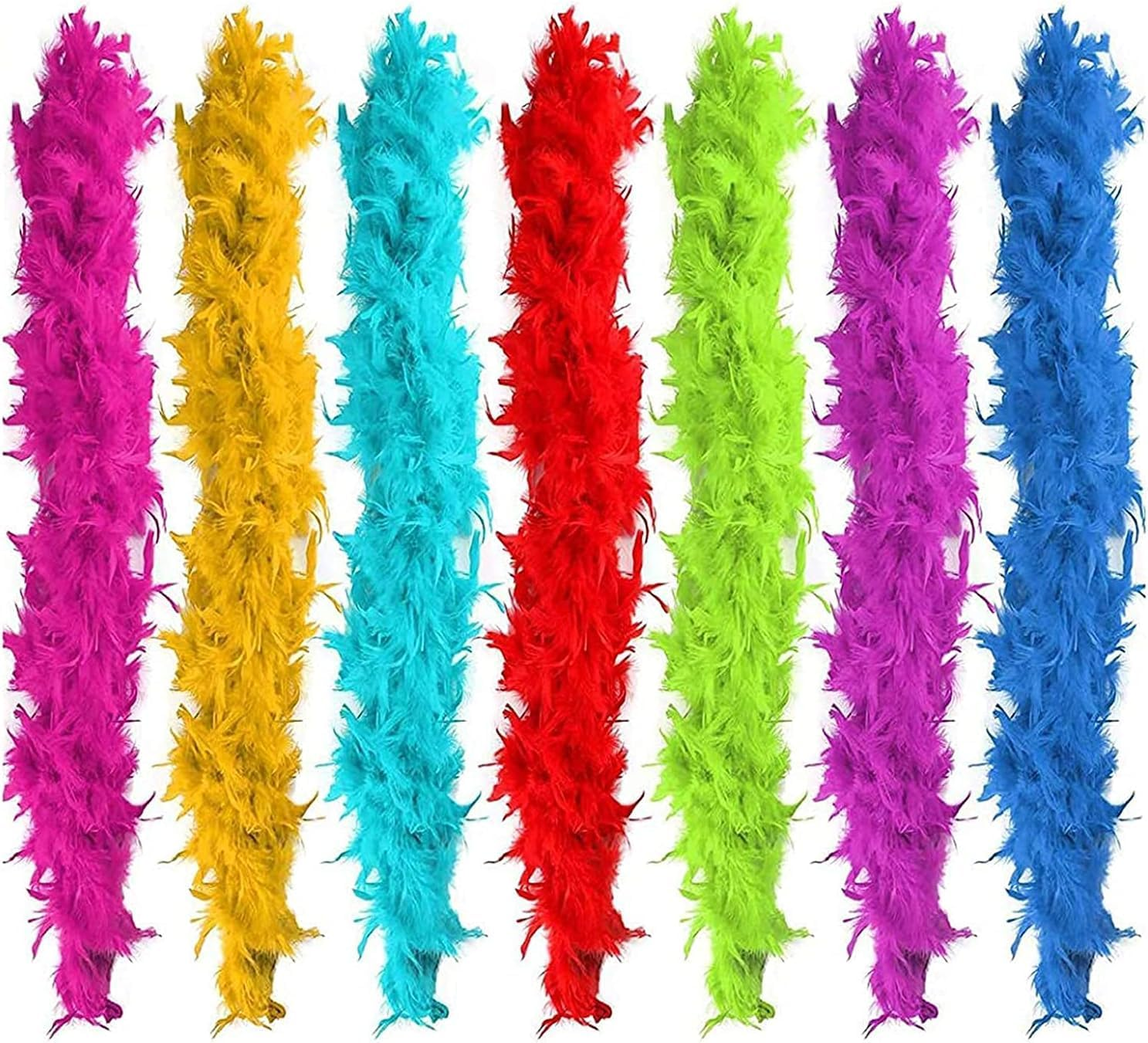 TRMFUSA 6 Pcs Multicolor Feather Boas for Crafts Party Supplies Girls Dress up Costume image number 4