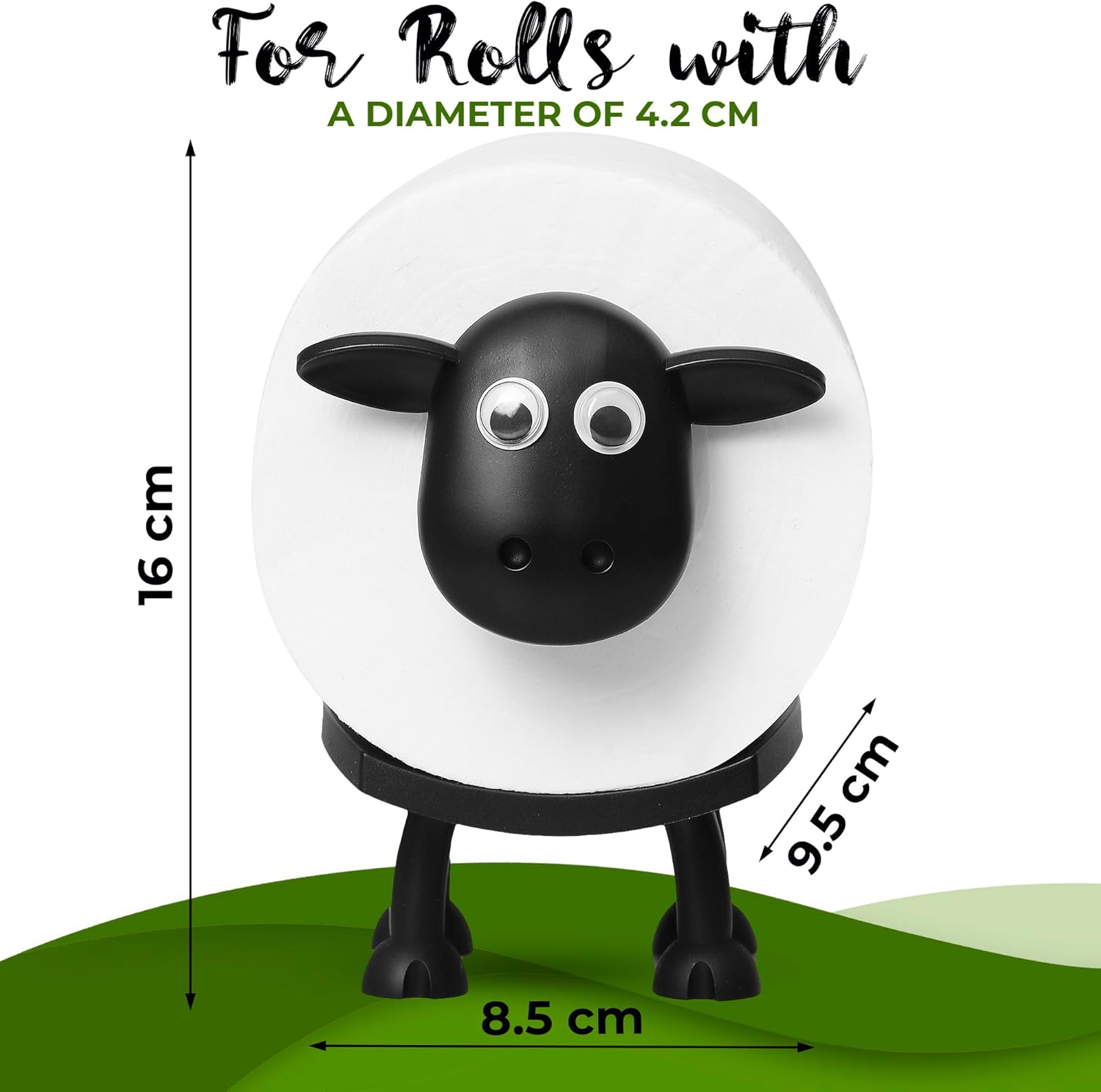 VELENTI Sheep Toilet Roll Holder - Funny Toilet Paper Holder Free Standing Bathroom Set - 3D Printed Black Sheep Loo Roll Holder - Hilarious Tissue Paper Roll Storage - Cute Bathroom Decor - Set of 3 image number 6