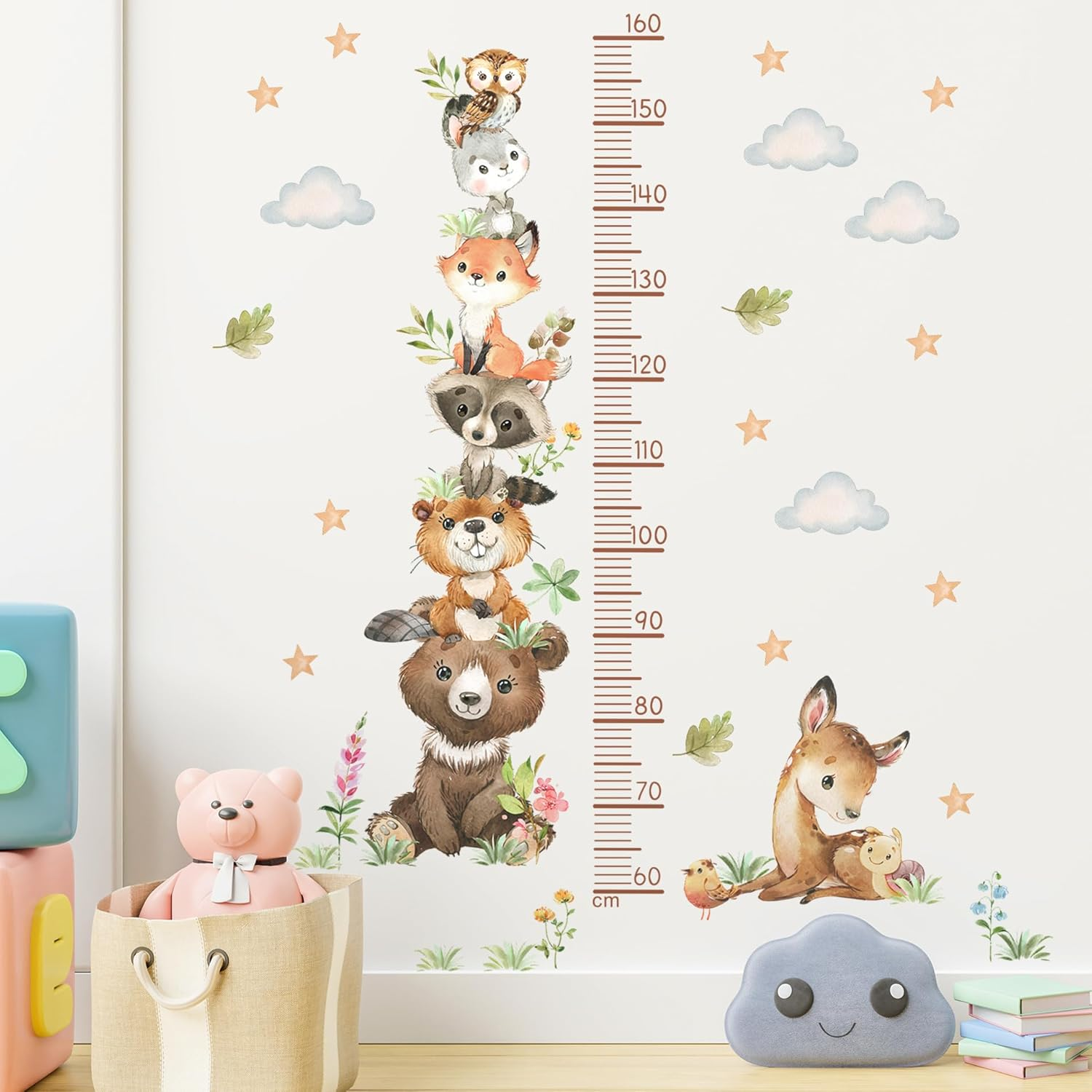Jungle Animals Height Chart Sticker for Kids Height Measurement Growth Chart Wall Decals Cartoon Animals Giraffe Elephant Height Measurement Ruler Wall Decor for Kids Classroom Decor (Dinosaur)