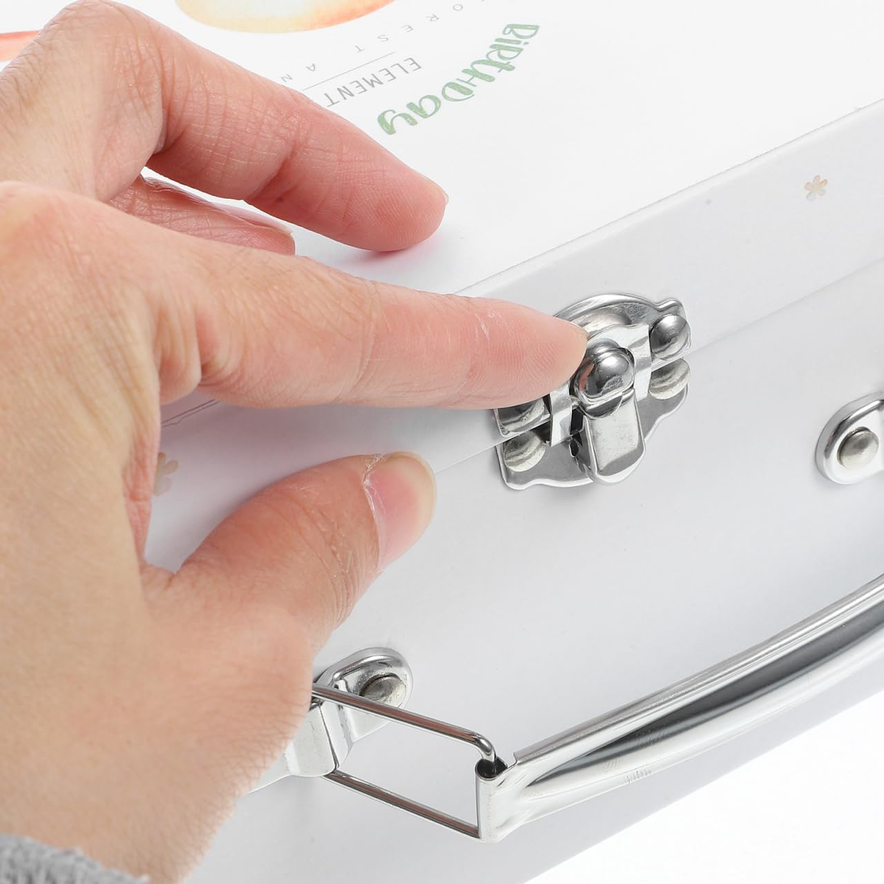 FRCOLOR Paperboard Suitcase Storage Box 9.8 Inch Kids Portable Toy Organizer DIY Craft Box for Birthday Party and Home Decoration image number 6