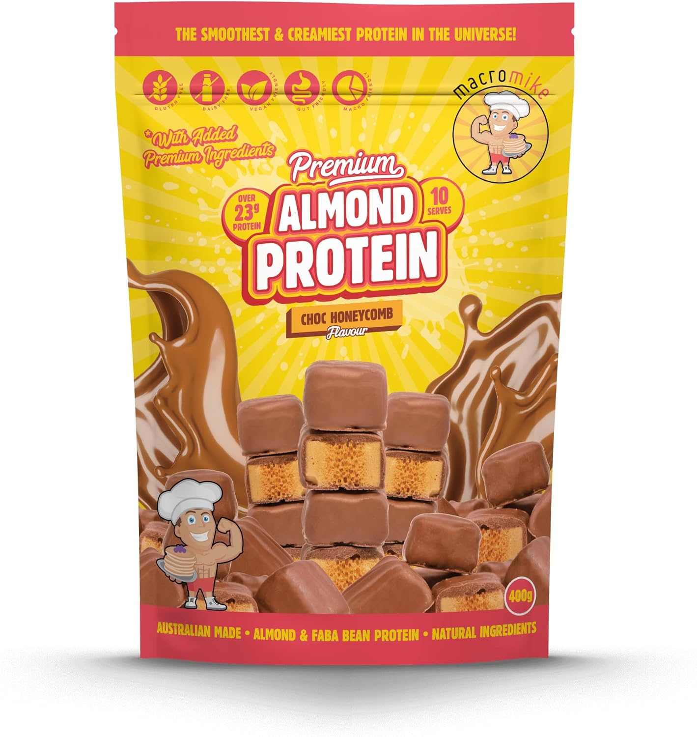 Macro Mike Chocolate Honeycomb Premium Almond Protein 400 G image number 1