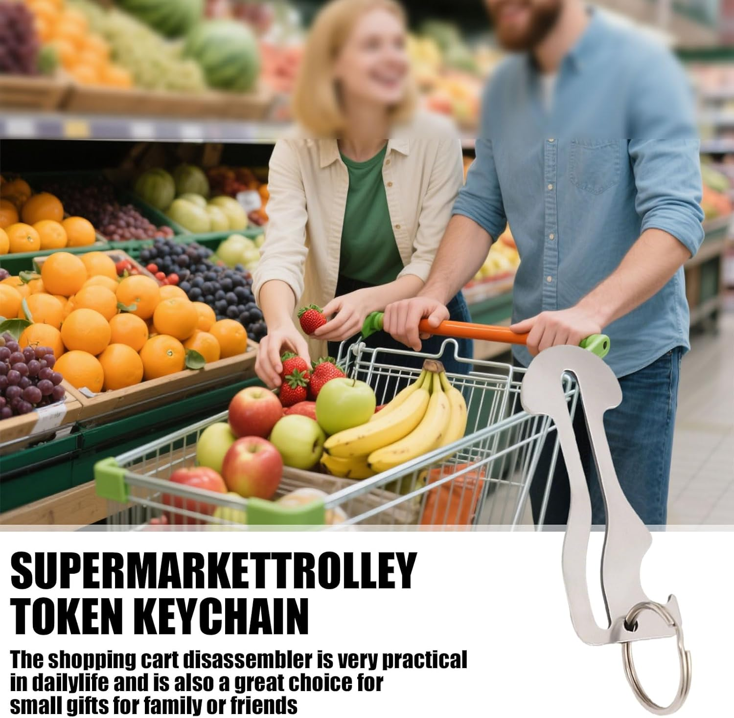 Xolixorium 6Pcs Stainless Steel Trolley Key, Metal Cart Unlock Tool with Keychain Ring, Shopping Cart Release Key for Retail Stores, 6 Pack image number 1