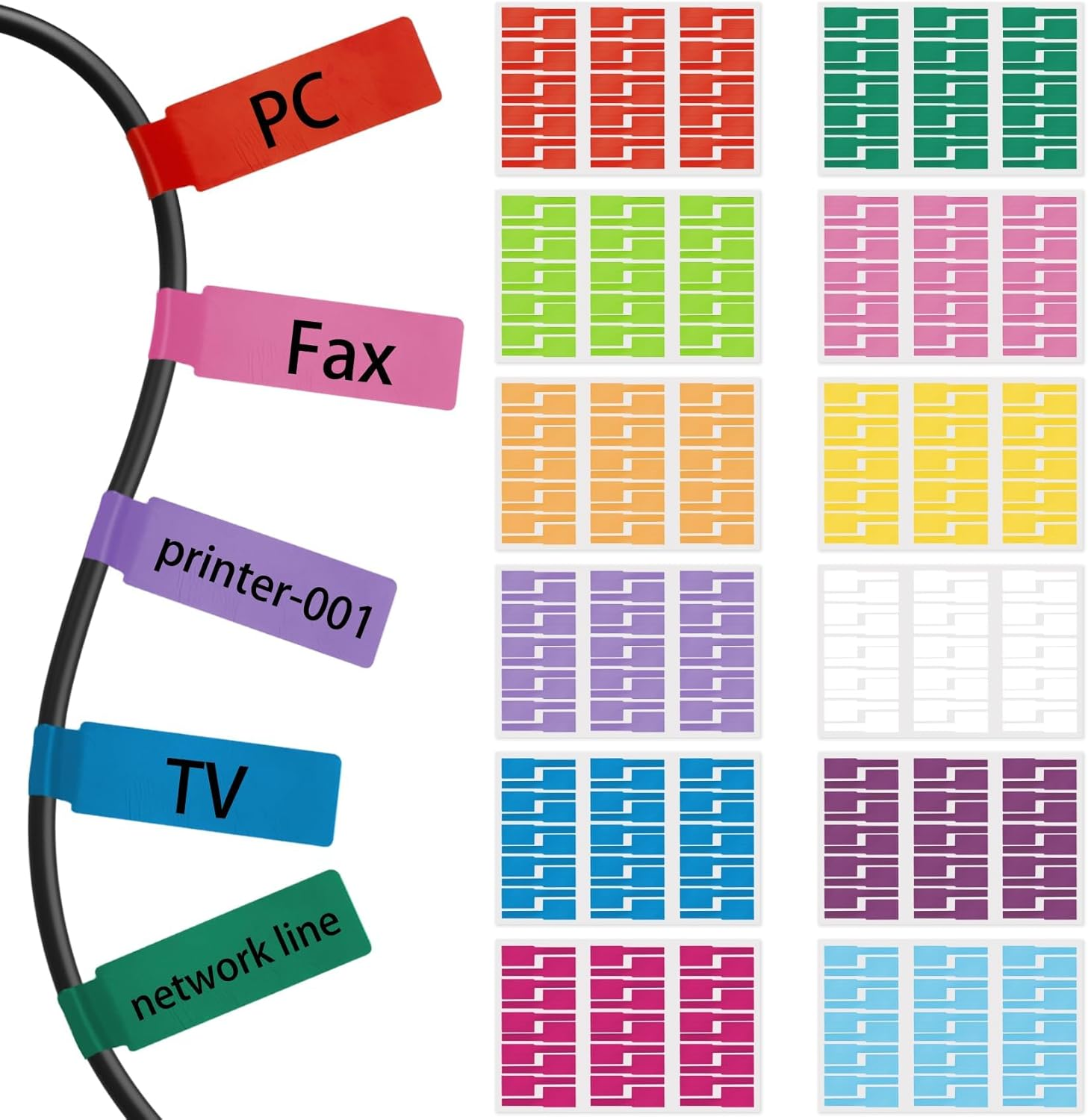 Cable Labels Cord Organizer Waterproof Labels 360Pcs Network Cable Labels Tags Label Stickers Labels Tags for Labeling Sticky Labels Cord Label Tags Wire Identification Labels Electrical Wire Tags image number 2