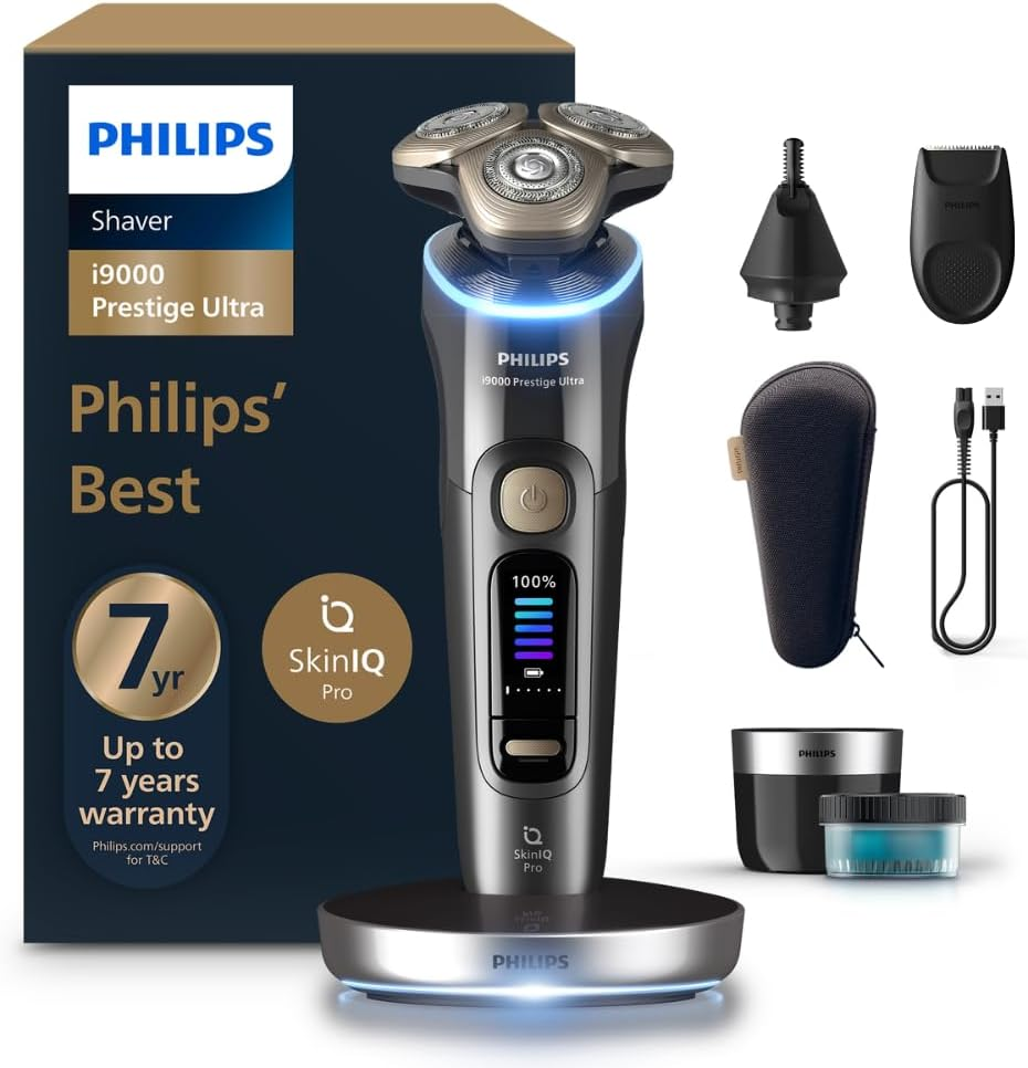 Philips Series I9000 Prestige Ultra Electric Shaver (AU Version) with Skiniq PRO, Quick Clean Pod+Travel Case, Beard/Nose Trimmer, AI Powered Shaving, Made in Netherlands, 7 Year Warranty, XP9402/27 image number 6