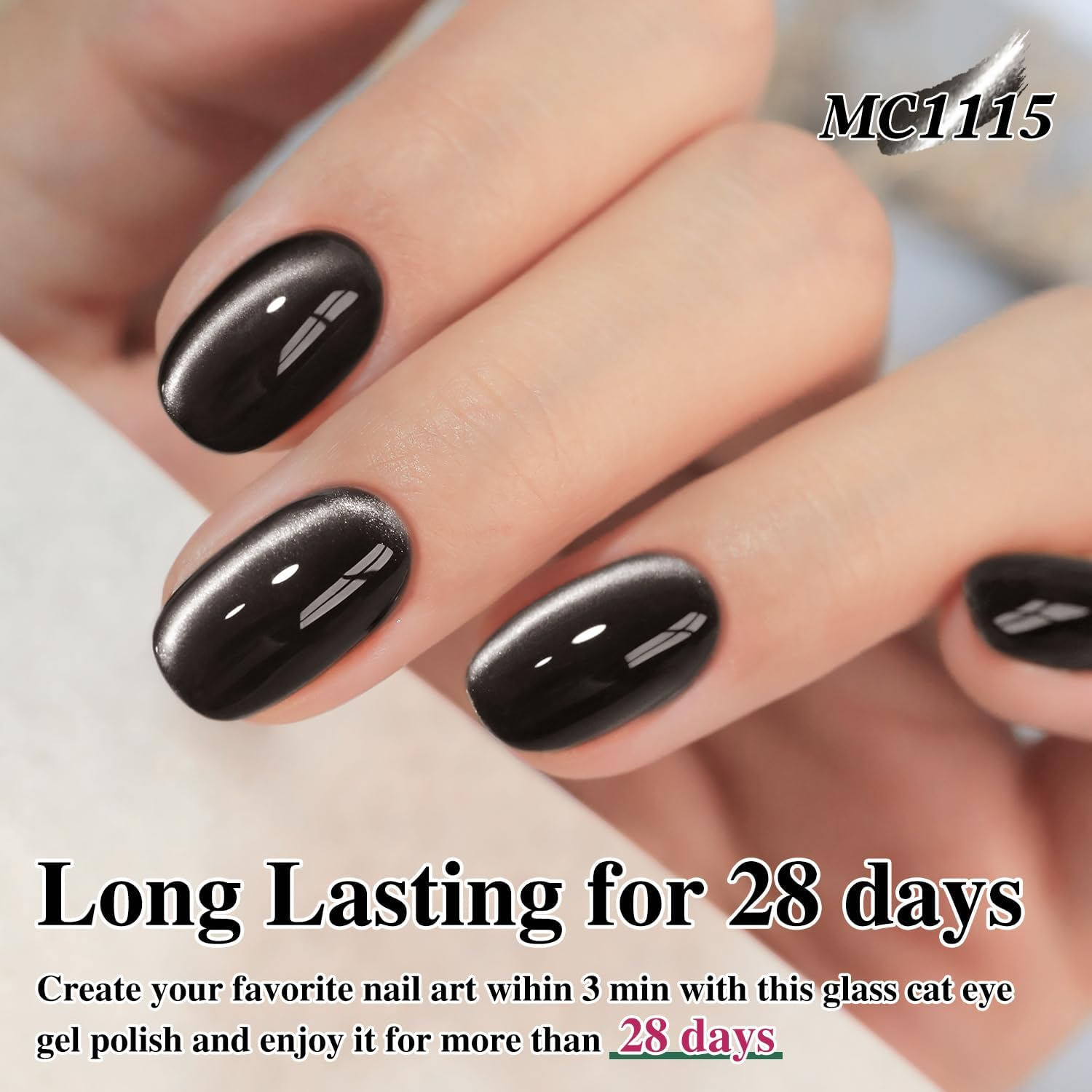 Double Rhythm Jelly Glass Cat Eye Gel Polish with Magnet 15ML Holographic Glitter Shimmer Translucent Sheer Color Magnetic Nail Polish Salon DIY at Home (Jelly Black-Mc1115) image number 5