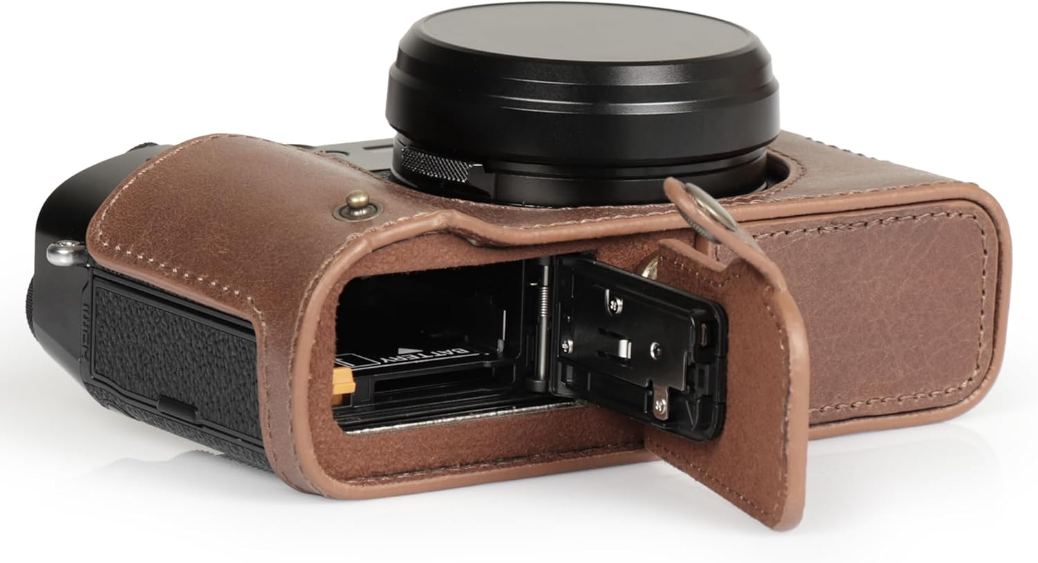 Megagear Ever Ready Genuine Leather Half Camera Case Compatible with Fujifilm X100VI - Brown image number 3