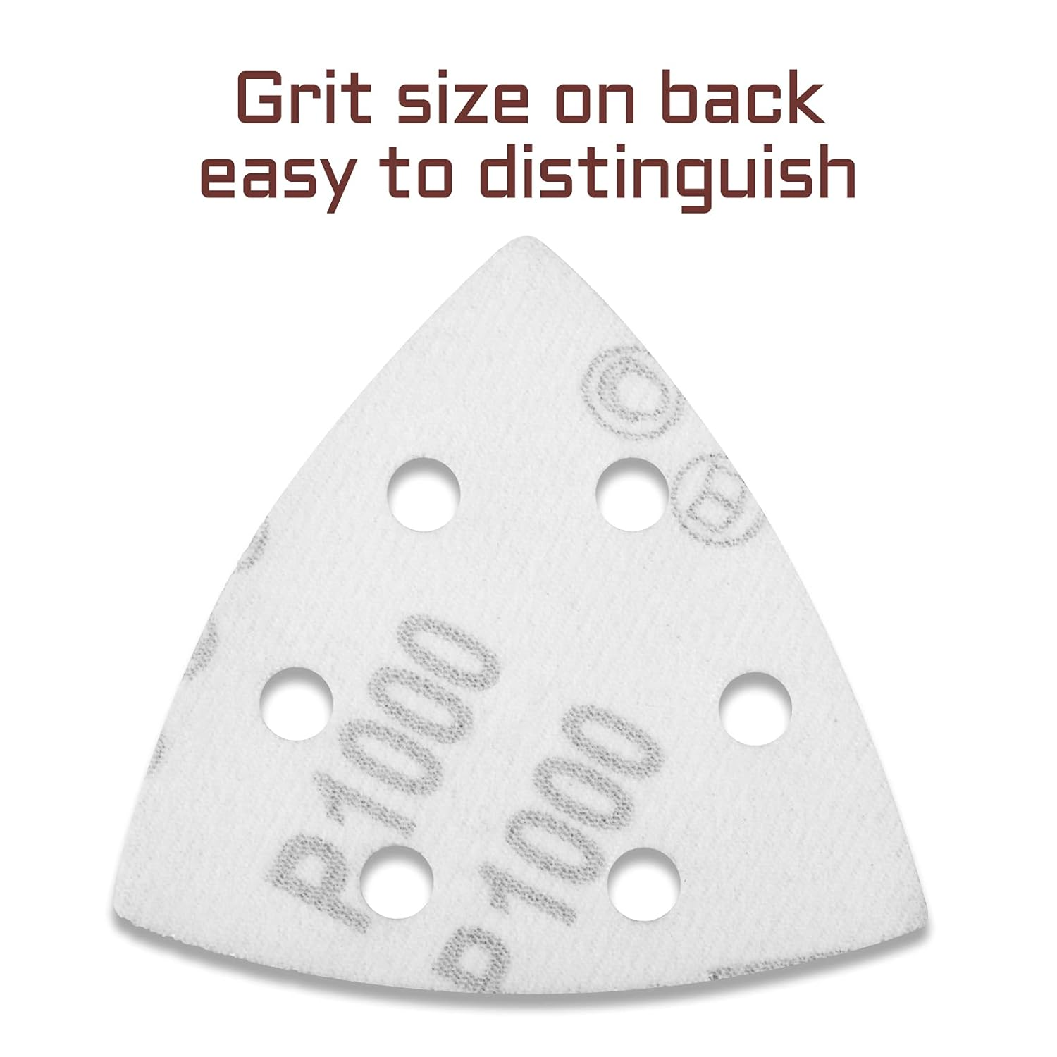 50 Pcs Triangle Sanding Pads 1000 Grit 3-1/2 Inches Hook and Loop Triangle Sandpaper 6 Holes Oscillating Multitool Sanding Pads Detail Sander Sandpaper for Wood Metal Stone Polishing image number 3