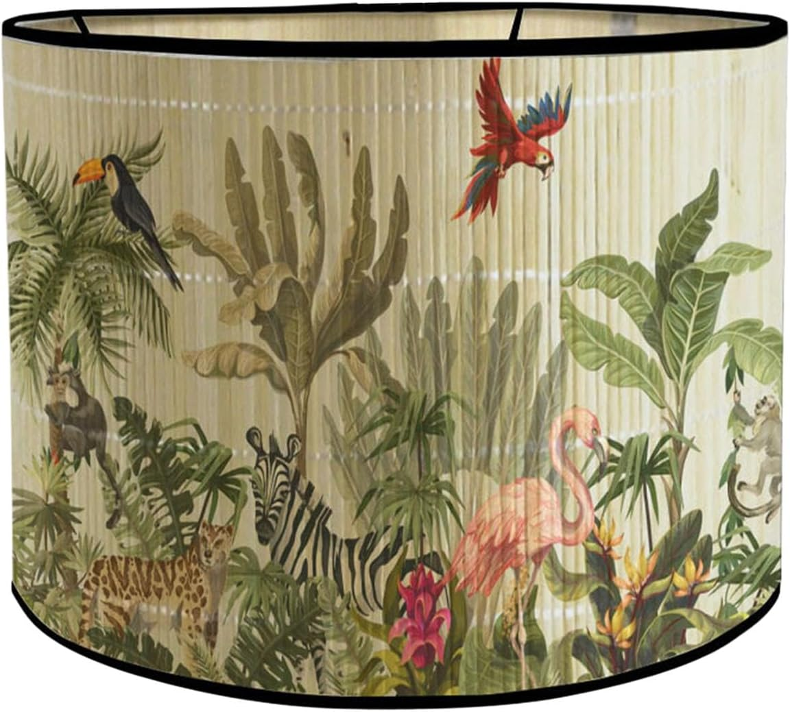 MFMEXUL Bamboo Lampshades, Drum Lampshade, E27 Removable Rod, Japanese Lampshade for Floor Lamps, Desk Lamps, Birds, as Described