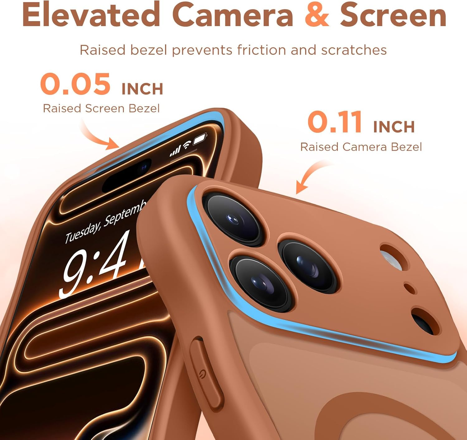CAPRARO Magnetic for Iphone 17 Pro Max Case for Women Girls, Upgraded [Full Camera Protection] [Compatible with Magsafe] Cute Wave Translucent Matte Phone Case for Iphone 17 Pro Max, Dark Orange image number 5