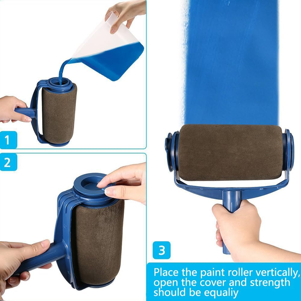 7Pcs Professional Paints Roller Set with Edger and Tray, Paint Roller DIY Wall Painting Brushes Set, Non Drip Painting Roller and Tank Kit, Paint Rollers with Tank for Walls, Ceilings image number 4