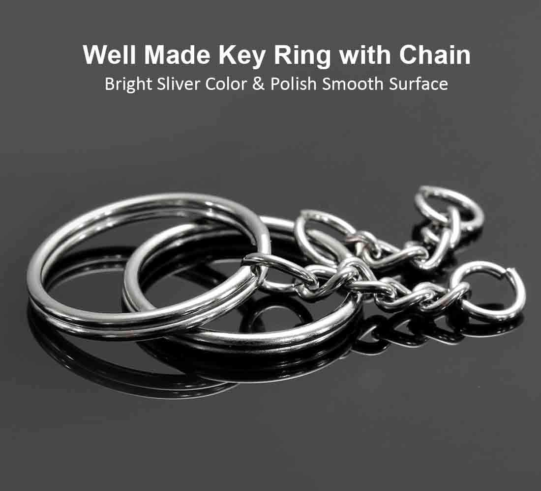 YHYZ Split Key Rings with Chains and Jumper Rings (30 Sets), Premium 1 Inch (25Mm) Metal Key Rings and Keychain Coming with Jumper Rings, Suitable for Crafts, Jewelry Making, Resin, DIY (No Screws) image number 1