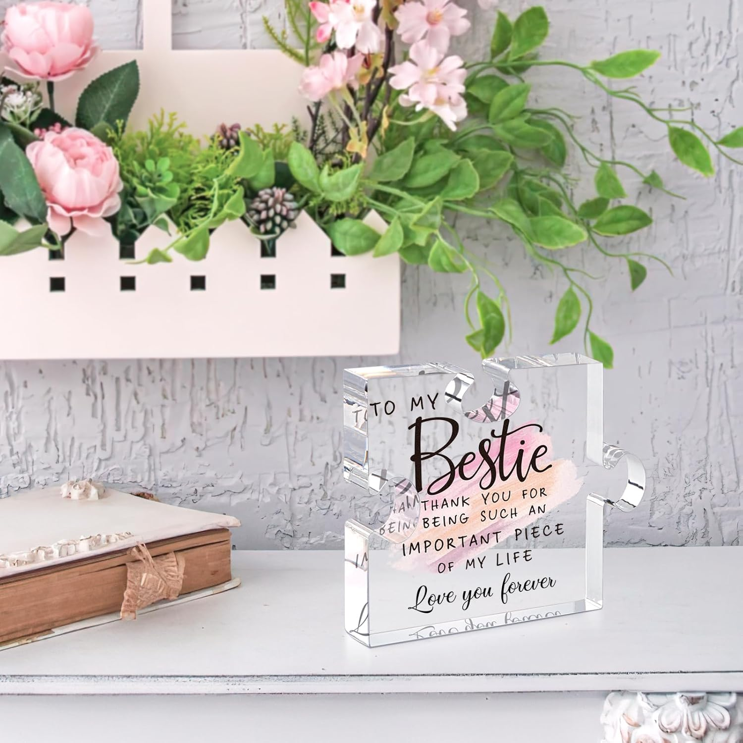 Bestie Gifts for Women - 0.6" Thickness Acrylic Puzzle & Gift Box, Friendship Presents for Female Friends, Birthday, BFF, Soul Sister, Work Bestie, Thanksgiving image number 1