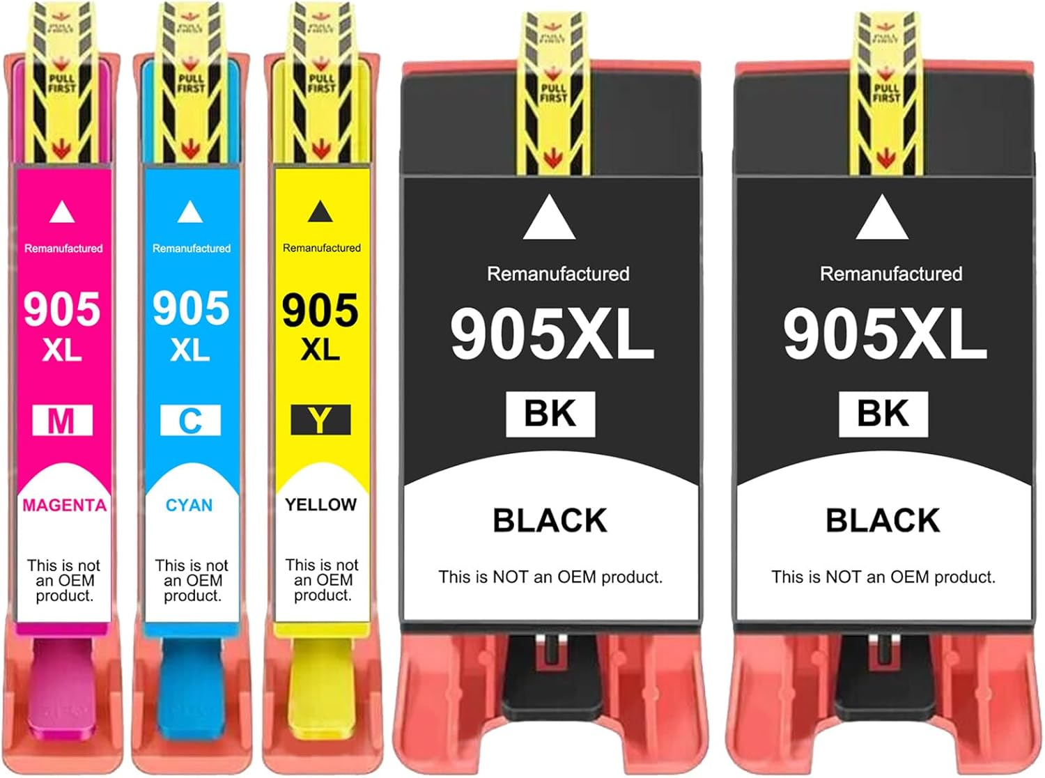 905XL 905 Ink Cartridges Multipack Replacement for HP 905 XL Ink Cartridges for Officejet Pro 6950 6956 6960 6970 (2Black+1Magenta+1Cyan+1Yellow)