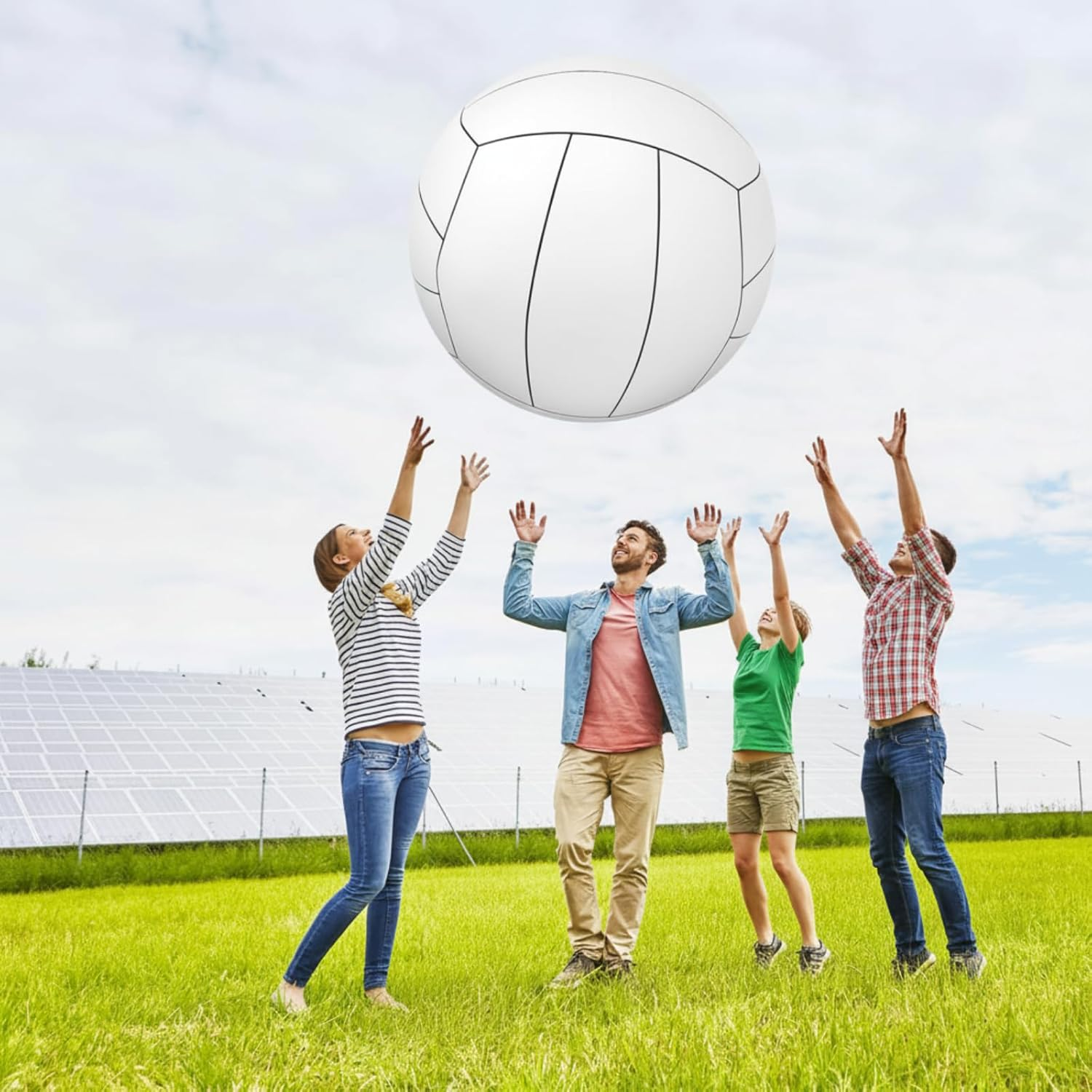 Libima 27 Inch Giant Inflatable Volleyball Large Inflatable Beach Volleyball Inflatable Sports Balls White Volleyball Beach Pool Games Toys for Outdoor Activity Games Sports Themed Party image number 6