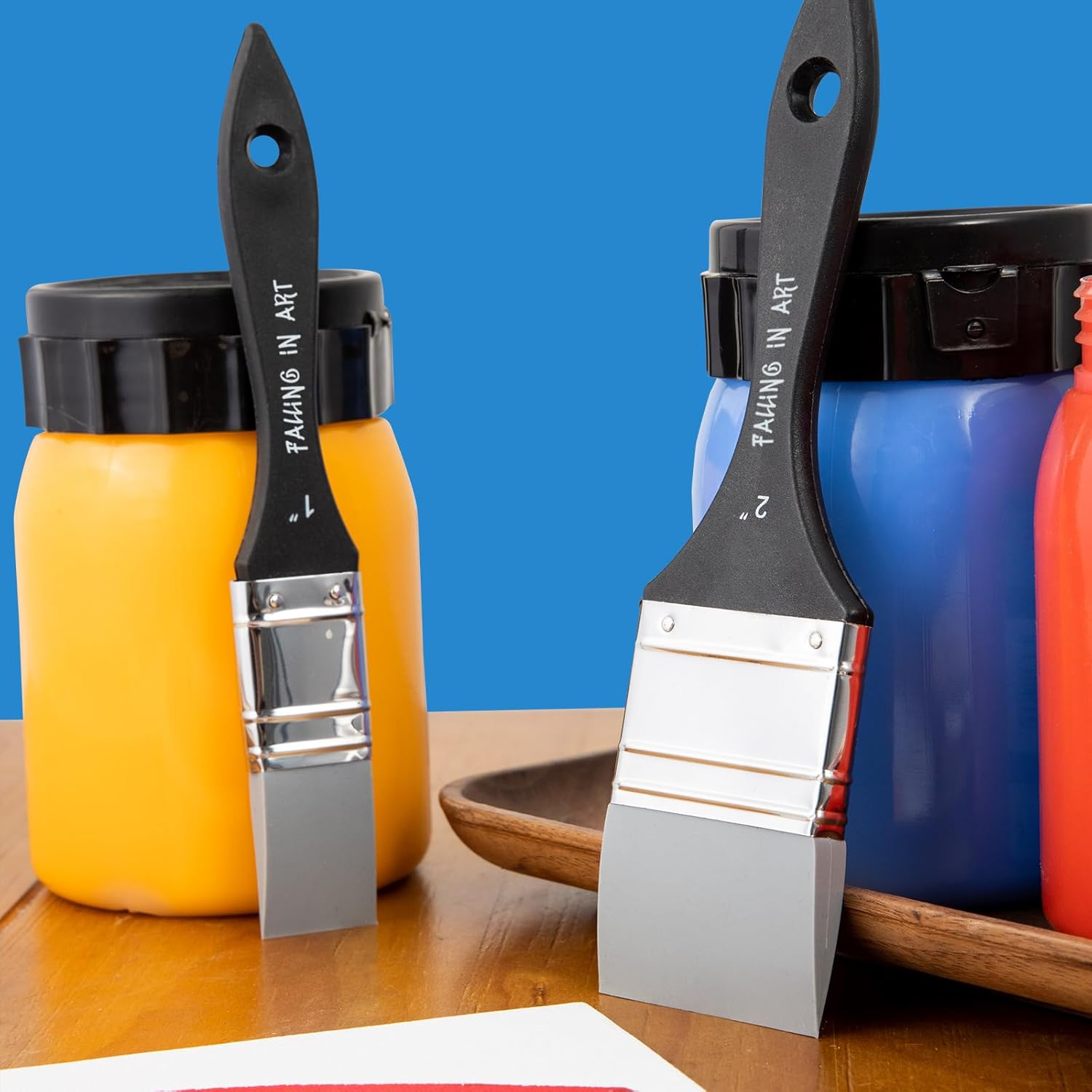 Falling in Art Silicone Paint Brush Set, Lined Edged Flexible Color Shapers, Flat Shaped Painting Tool for Water Based Acrylic Paints, Gouache, Oil, and All Water Soluable Mediums 2Pcs(1Inch, 2Inches) image number 5