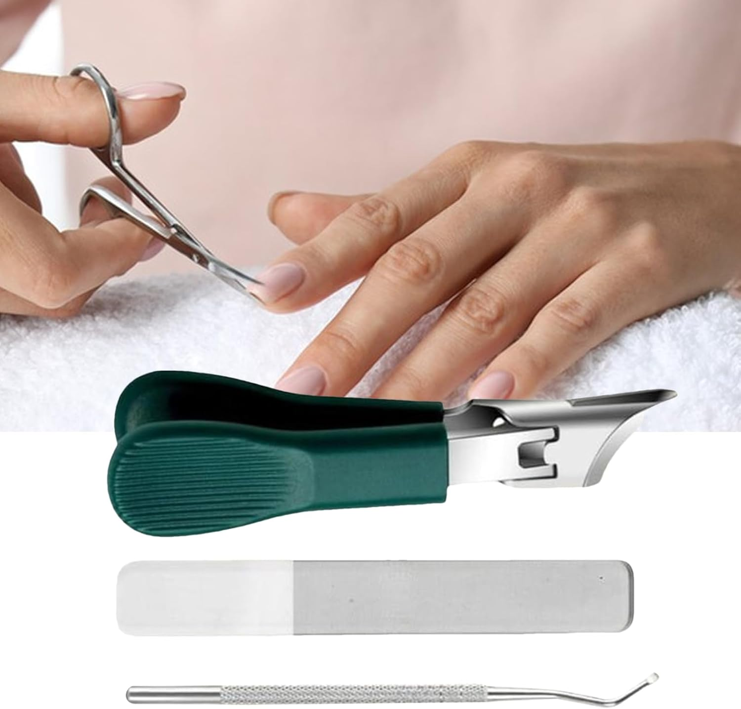 Slanted Toenail Clippers | Curved Thick Ingrown Toenail Cutter for Seniors with Nail File | Splash-Proof Pedicure Trimming Fingernail Cutting Tool for Men Adults image number 1