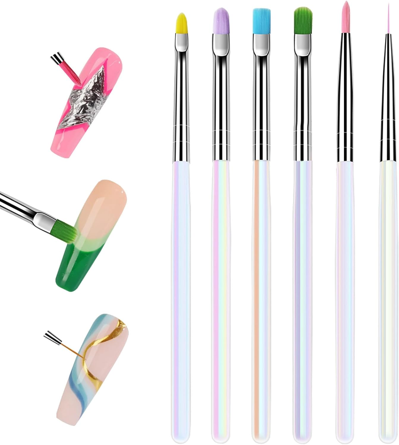 Tktouci Art Brushes for Nails | Gel Nail Brush | Manicure Dotting Stamping Gel Polish Painting Tool Liner Applicator for Home Salon Beginners